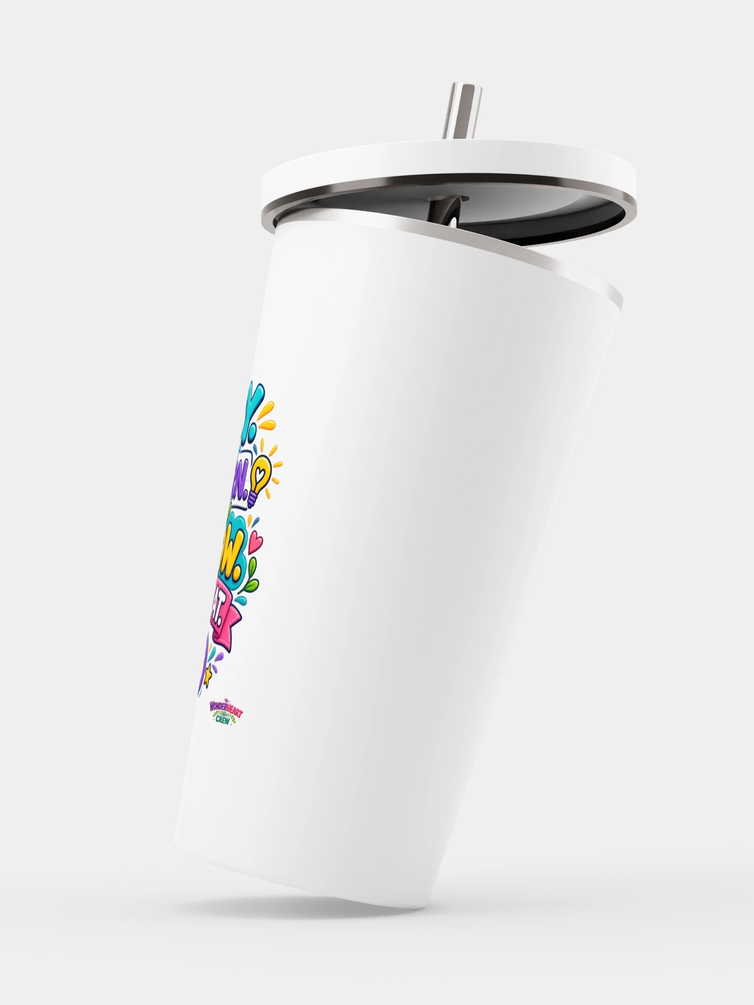 Stainless Steel Insulated Inspirational Tumbler with a Straw - Try. Learn. Grow. Repeat. product image (3)