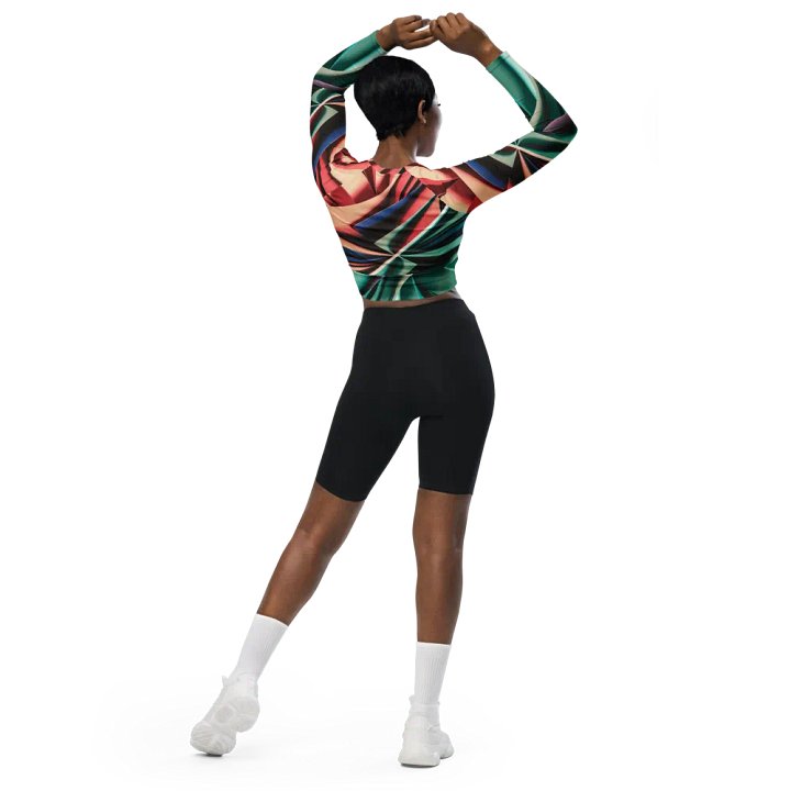 TDS Music Recycled Long Sleeve Crop Top - Eco-Friendly with Vibrant Multicolour Print product image (2)