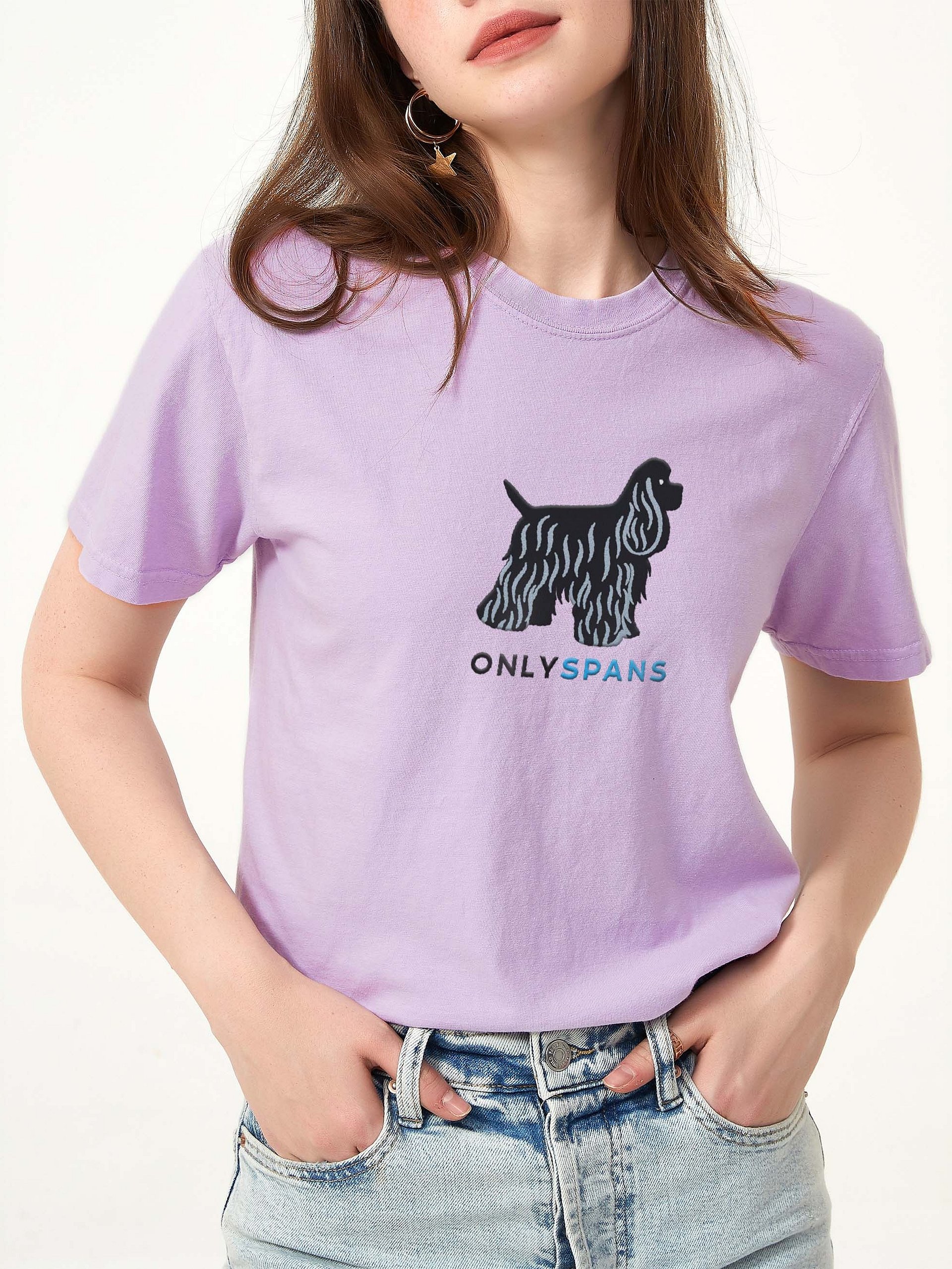 Only Spans T-Shirt(Embroidered) of an American Cocker Spaniel(Black) product image (2)