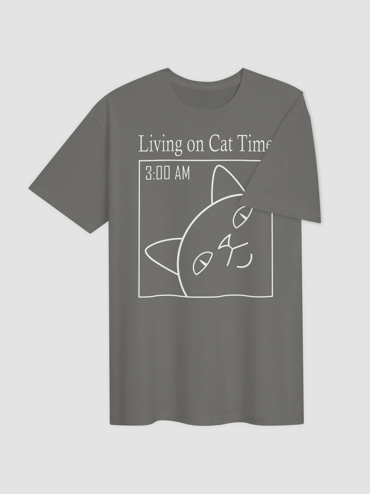 Living on Cat Time (White Print) - Unisex Adult Super Soft Lightweight T-shirt product image (3)