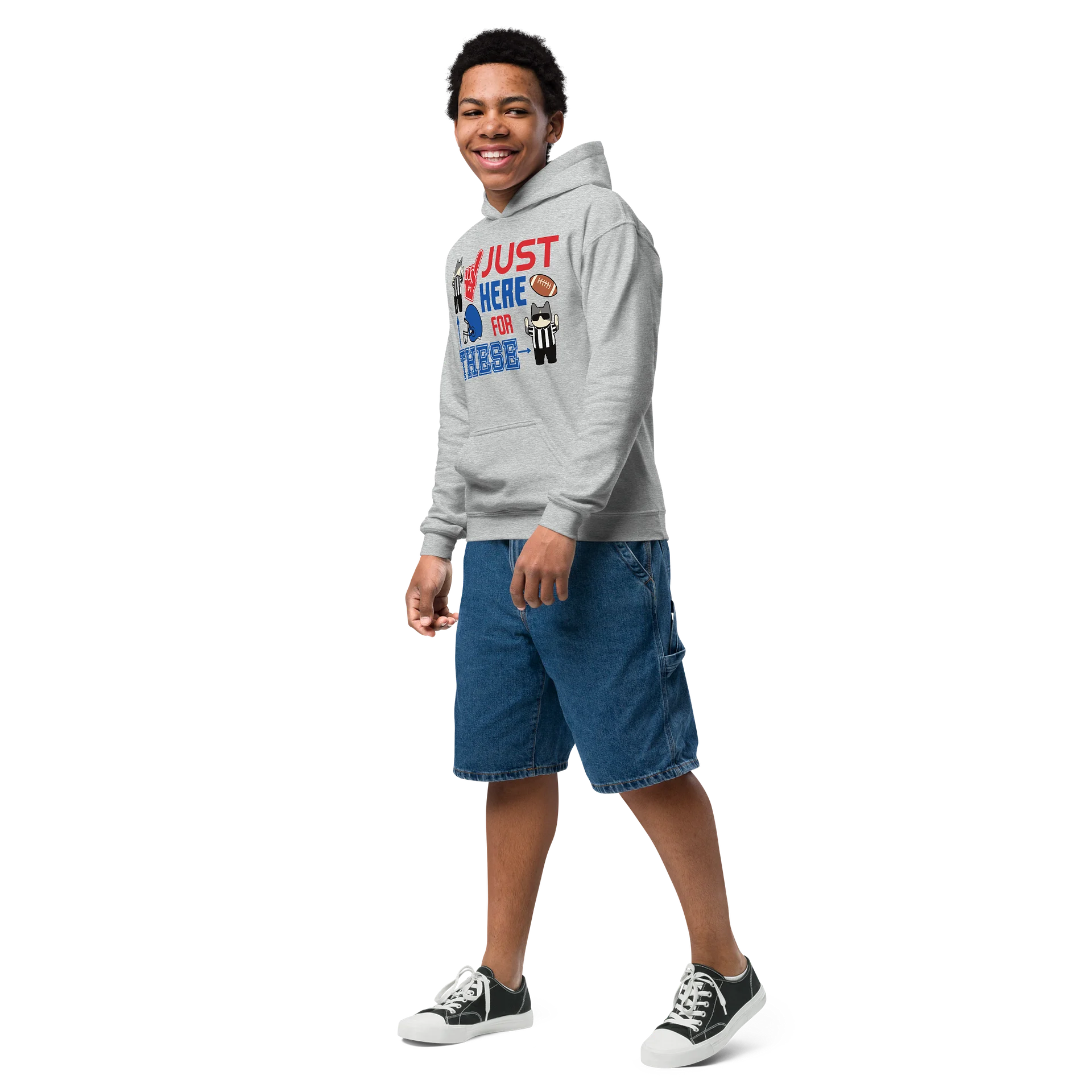 American Football Cat (JUST HERE FOR THESE - touchdown signals) - Unisex Youth Hoodie product image (9)