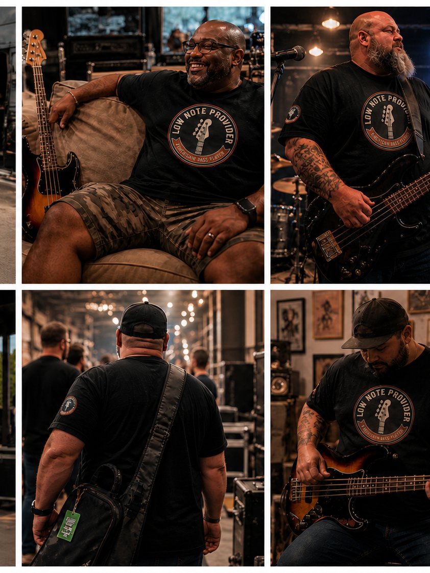 Low End Provider Bass Player T-Shirt – Vintage Workwear Style product image (4)
