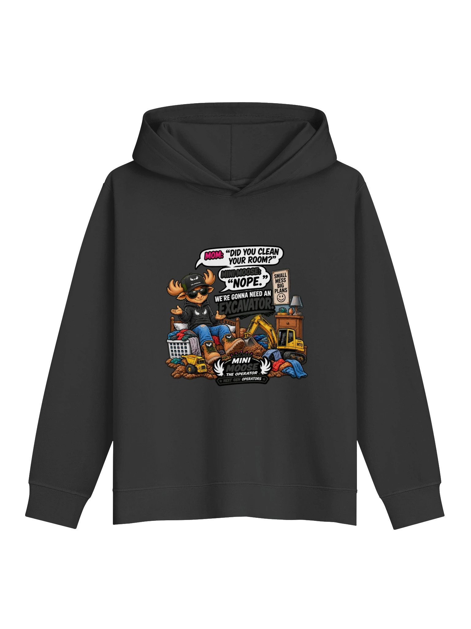 Mini Moose Clean Room Excavator Kids Hoodie product image (1)