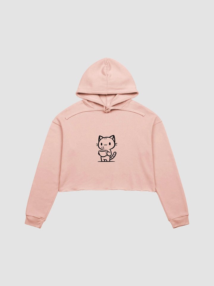 Cute Coffee Cat Cartoon Crop Hoodie product image (17)