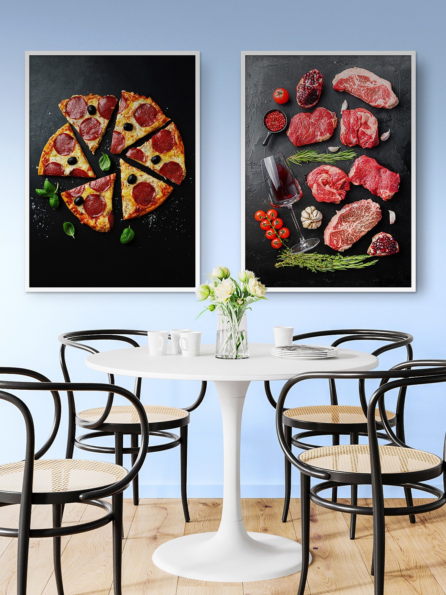 Food kitchen poster: Pizza Pepperoni, Italy (Italian cuisine) — Kitchen wall decor, kitchen art print, aesthetic poster, minimalist poster product image (26)
