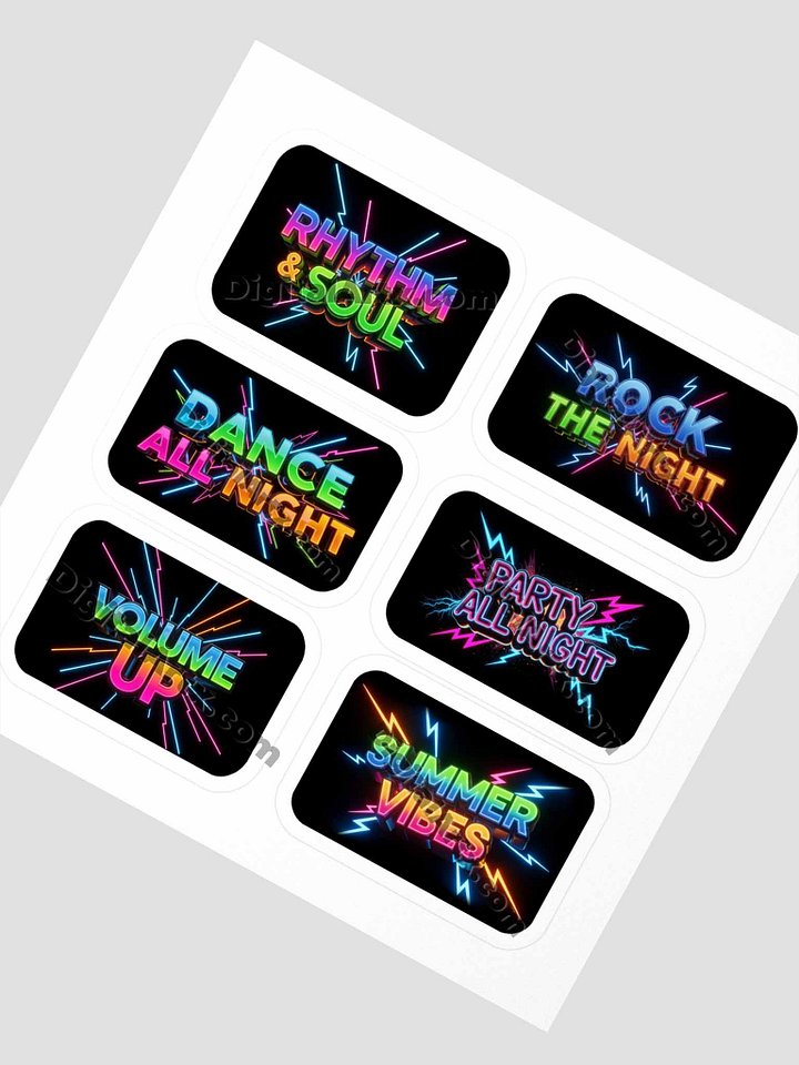 Neon Summer Music Vibes Black Stickers Set product image (2)