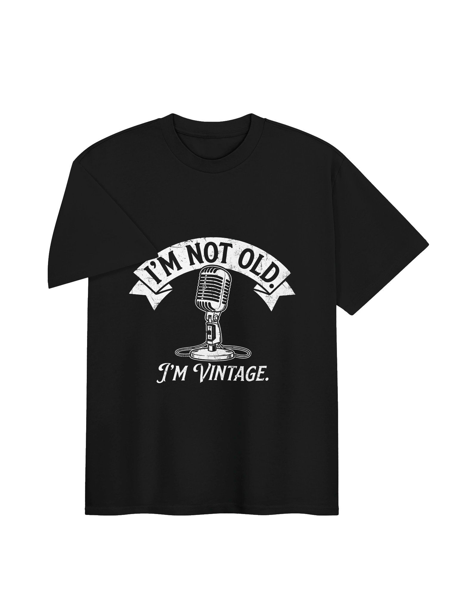 Funny Music Lover "I'm Not Old, I'm Vintage" Retro Microphone Graphic T-Shirt product image (2)