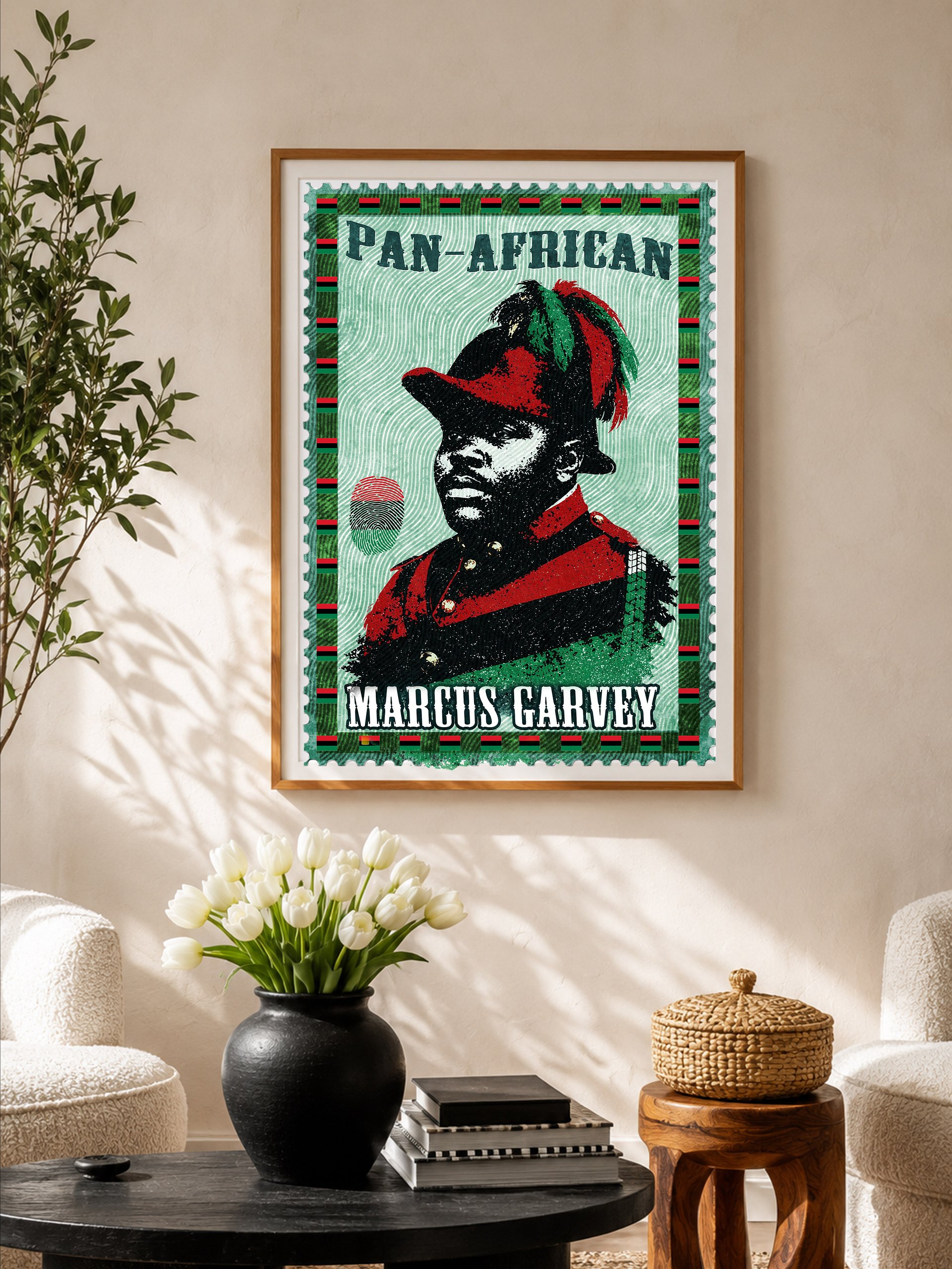 Marcus Garvey Poster – Vintage Postage Stamp Pan-African Art product image (1)