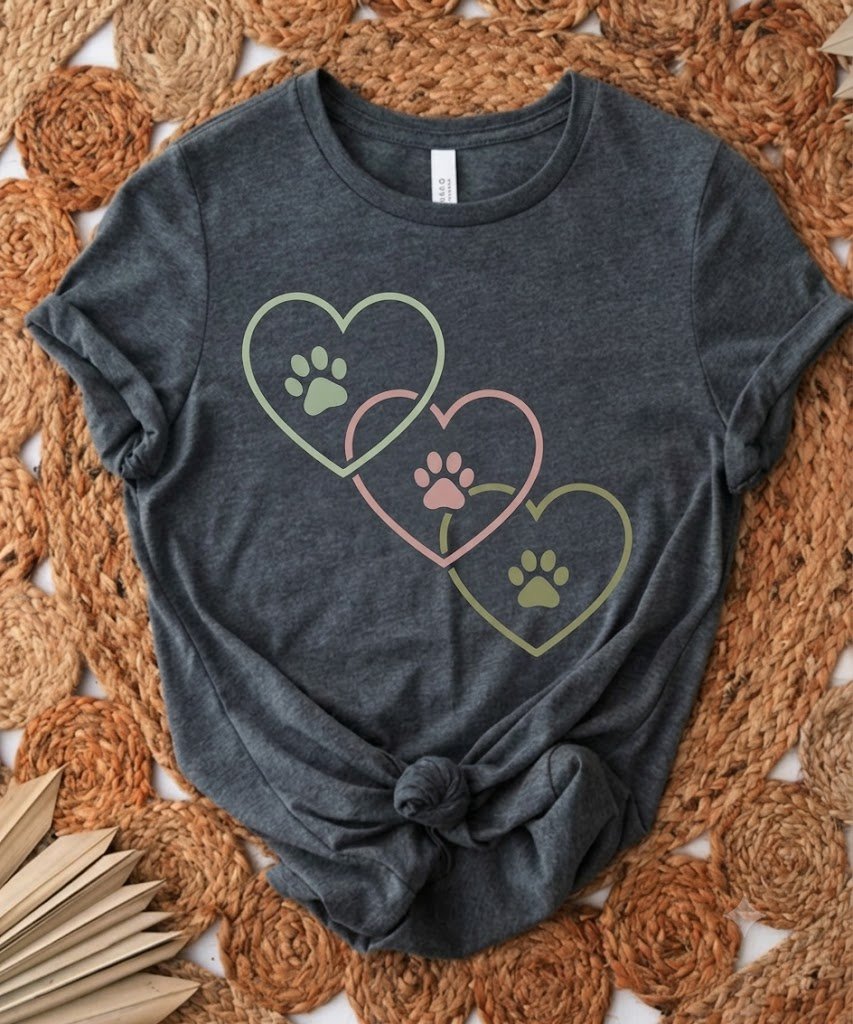 Dog Mom Heart Paw T-Shirt for Women | Cute Dog Lover Graphic Tee | Paw Print Heart Shirt | Pet Mom Gift product image (3)