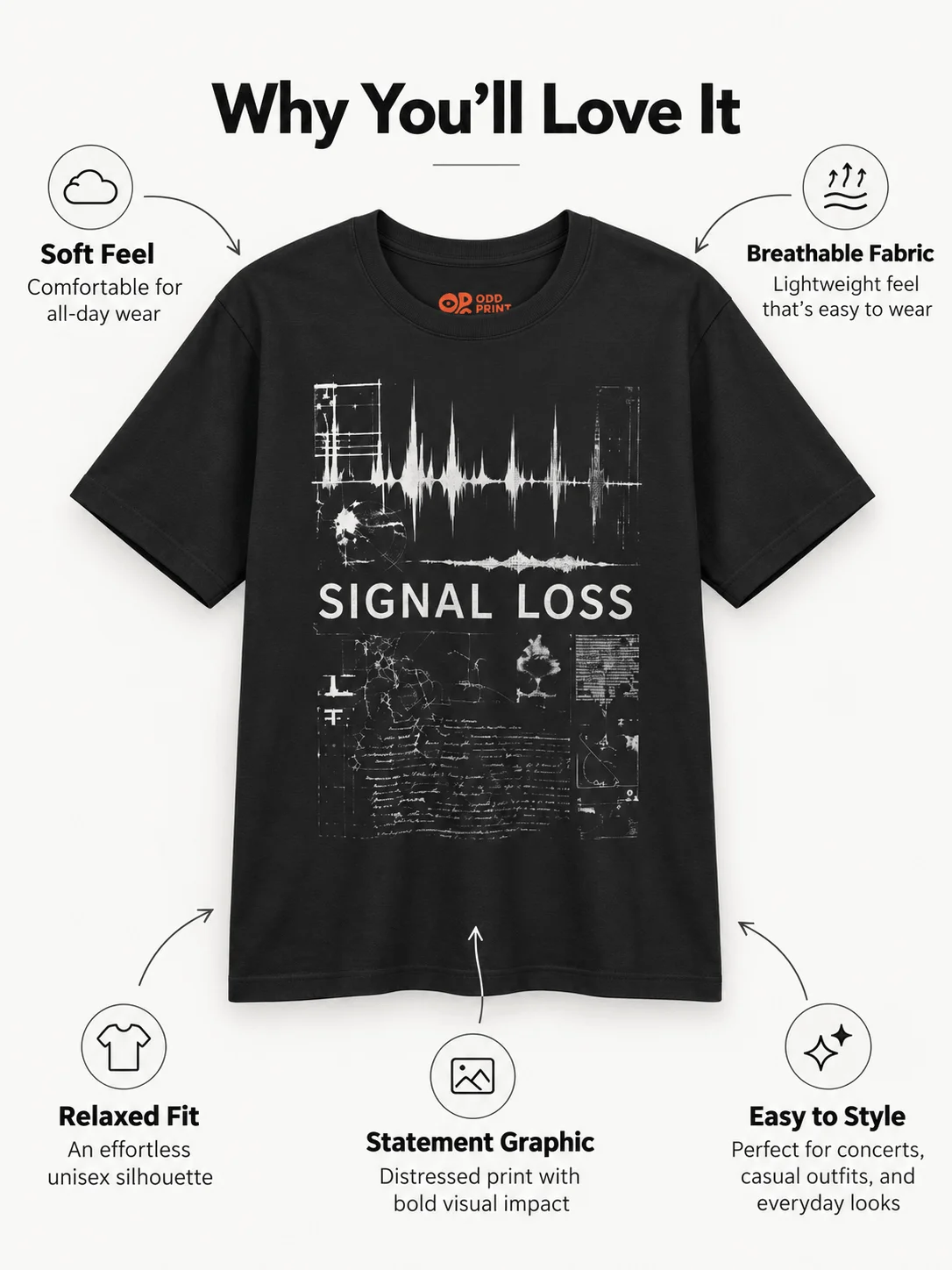 Signal Loss Graphic Tee | Alternative Concert T-Shirt product image (3)