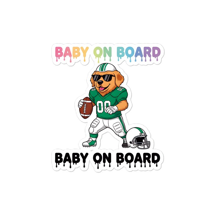 Funny Dog Football Baby on Board Sticker - 5x5 Weatherproof Vinyl Car Decal - Cute Sporty Dog Tailgate Decor - Premium Outdoor Grade Safety Sign for SUVs & Jeeps product image (1)