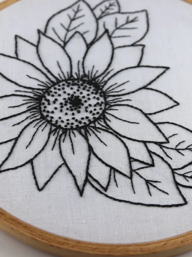 PDF hand embroidery pattern - Sunflower floral wreath product image (3)