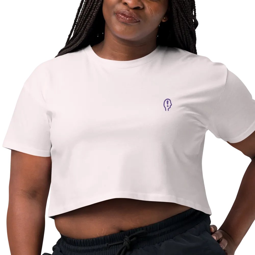 EXCLAIMING MENTALLY (L.C., purple) embroidered cotton crop top product image (5)