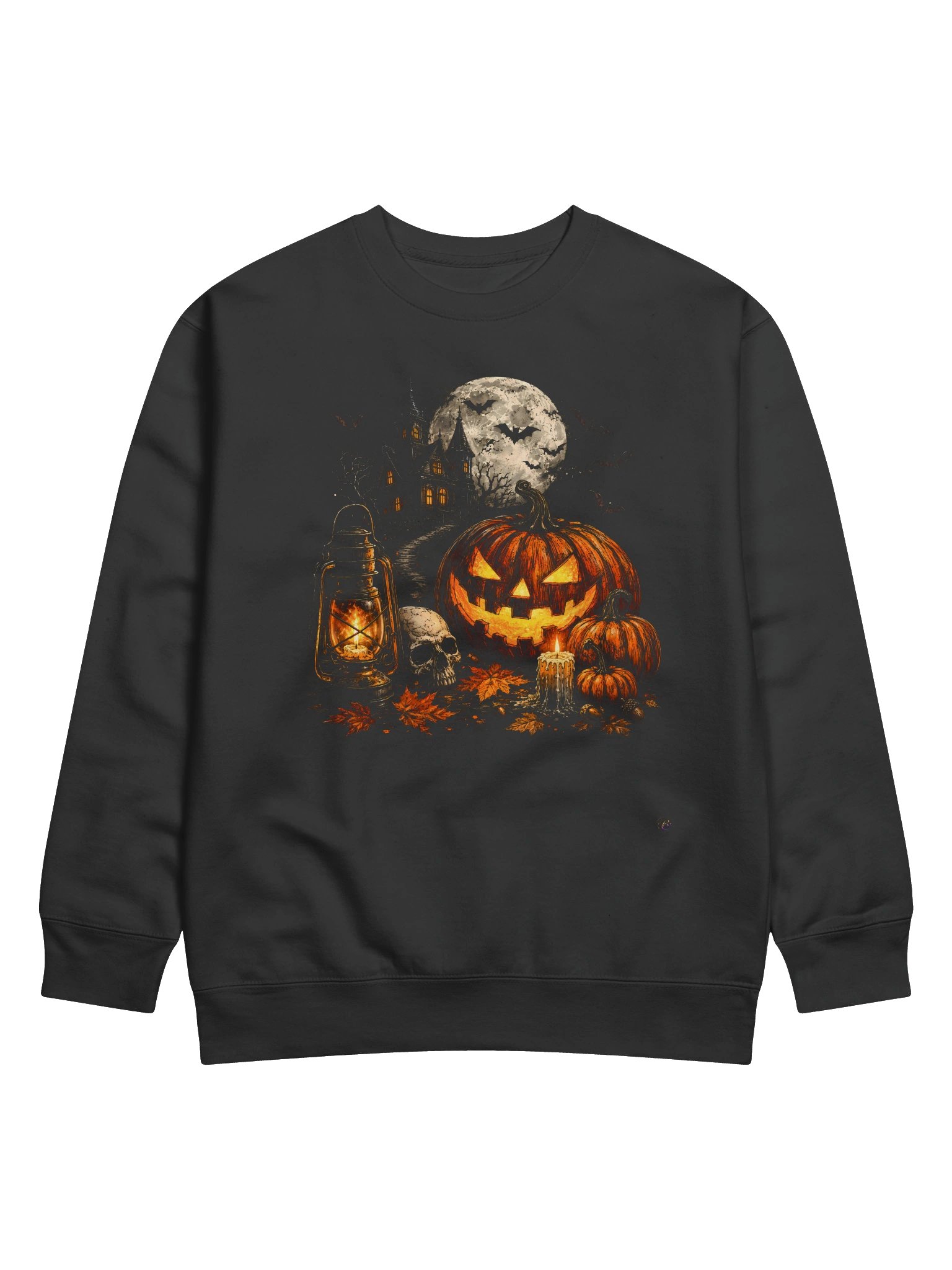 Misty Moonlight Mansion Sweatshirt | Haunted Autumn Collage Winter Edition product image (1)