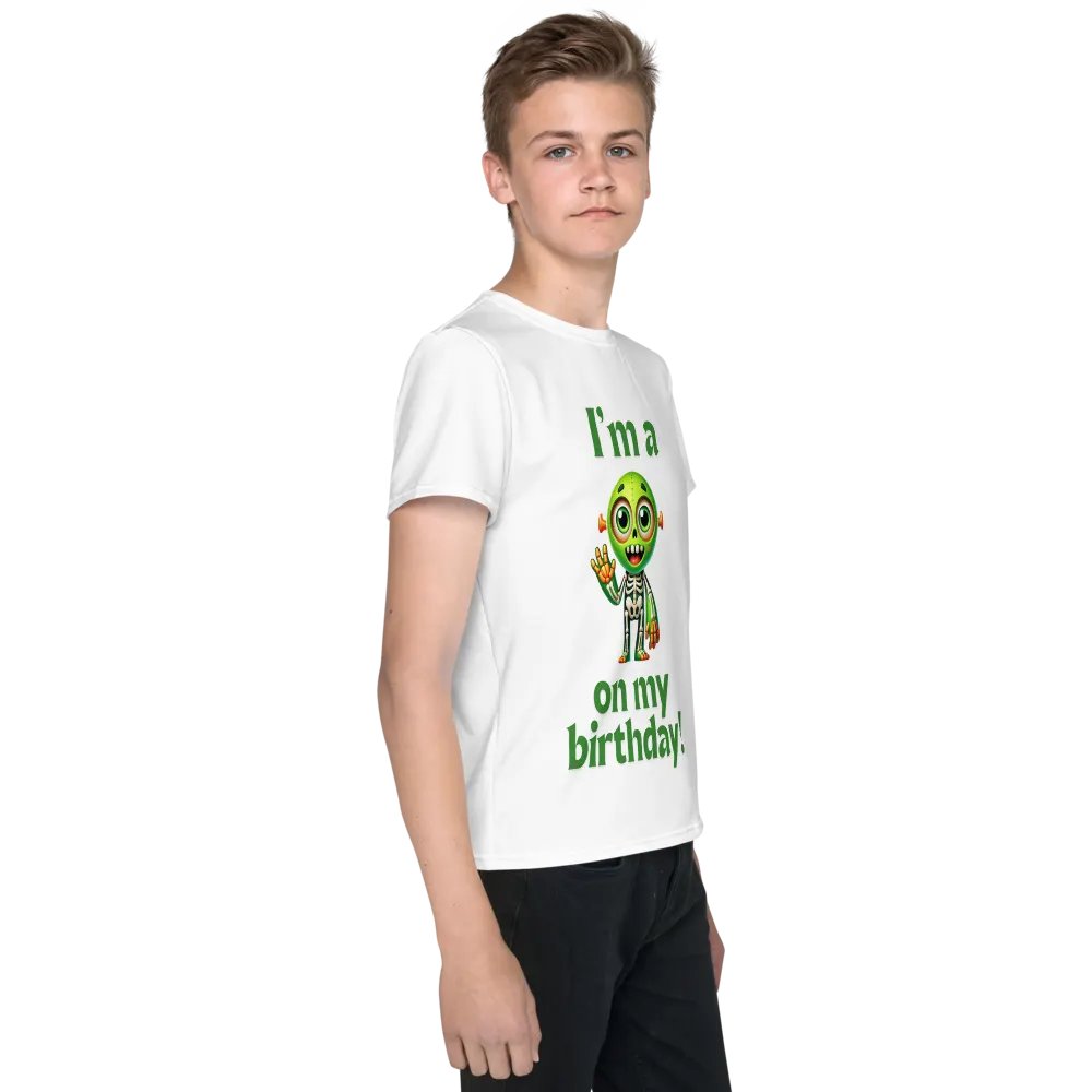 Cheerful Skeleton Birthday Party Youth T-Shirt product image (4)