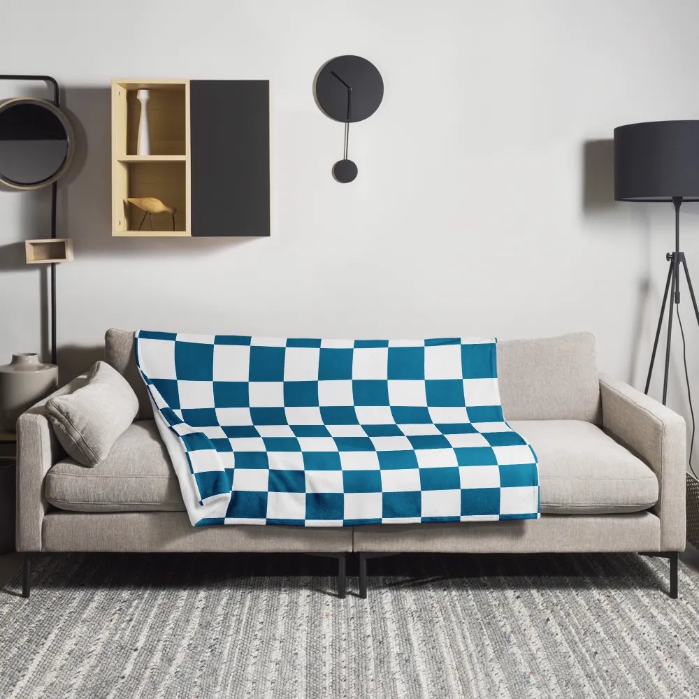 Squares White and Teal/Throw Blanket by Allcolor product image (1)