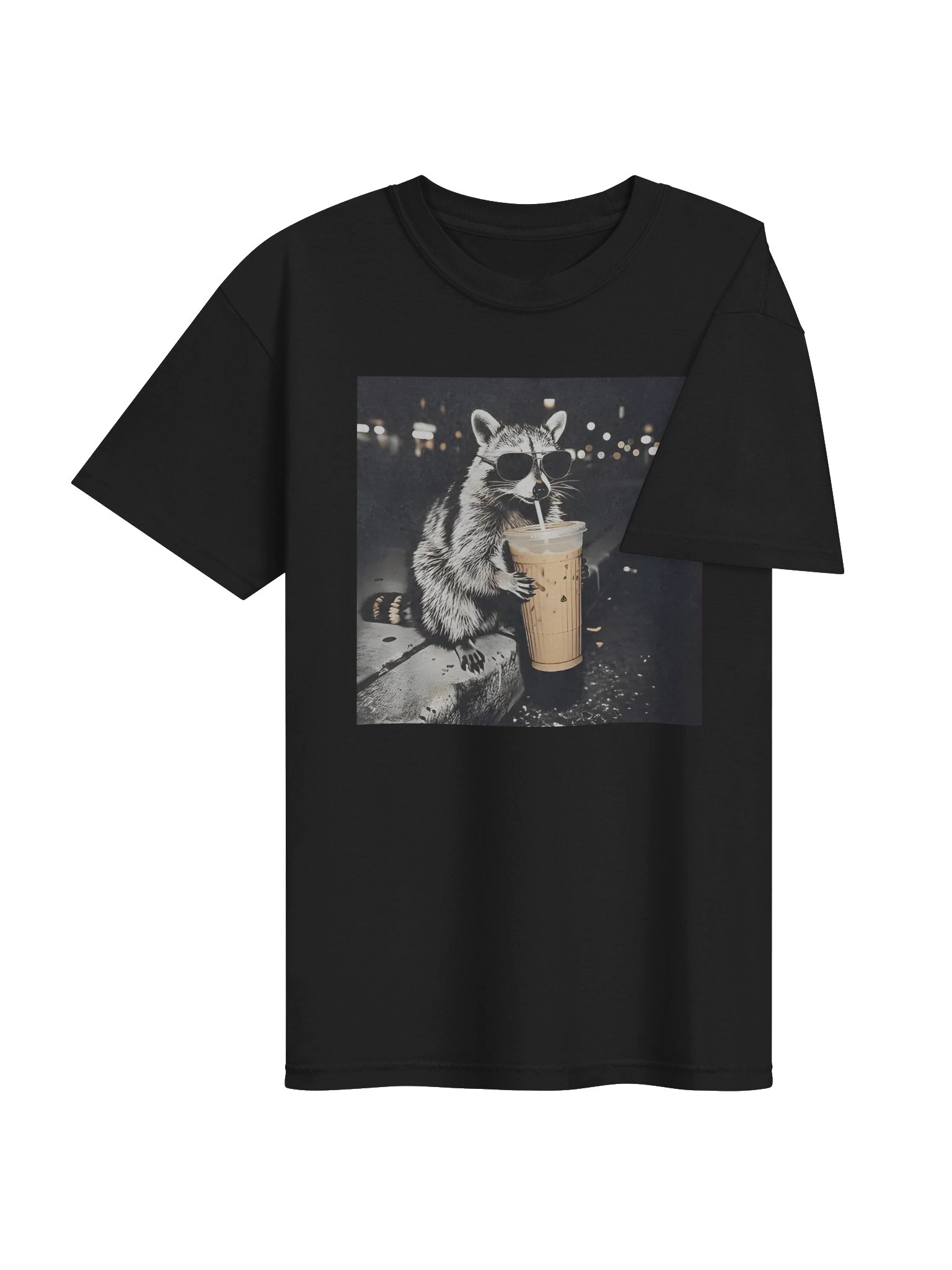 Funny Raccoon Drinking Iced Coffee T-shirt product image (12)