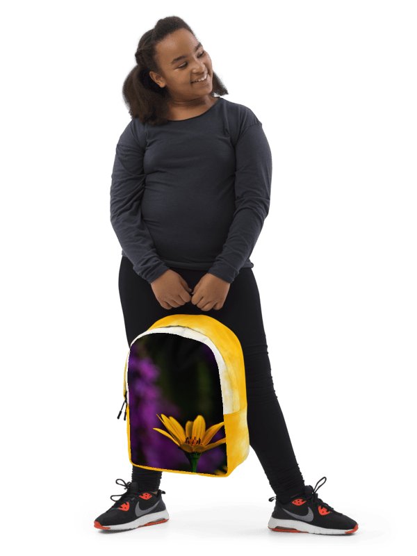 Design-backpack - Bright yellow blossom against a purple background Light-colored product image (1)
