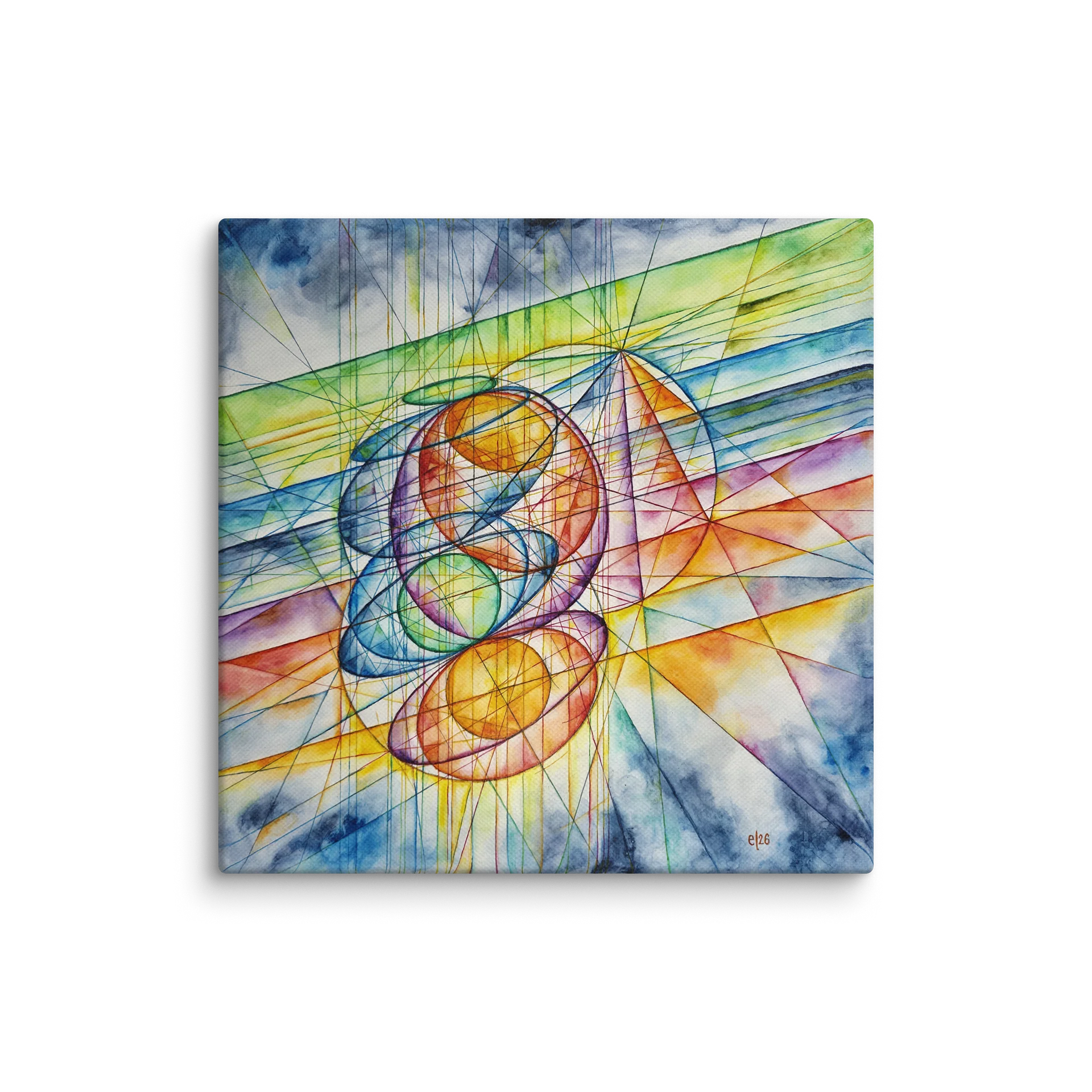 Circles to Lines Geometric Art Canvas Print product image (1)