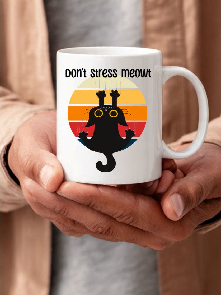 Sunset Cat Scratch White Glossy Mug product image (1)