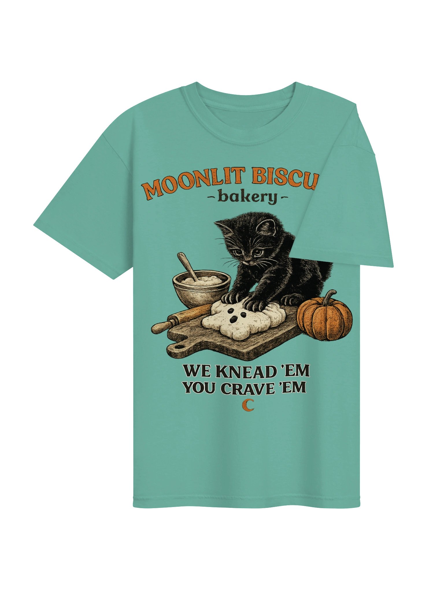 Moonlit Biscuits Cat Graphic Tee | Cozy Black Cat Bakery Shirt product image (4)