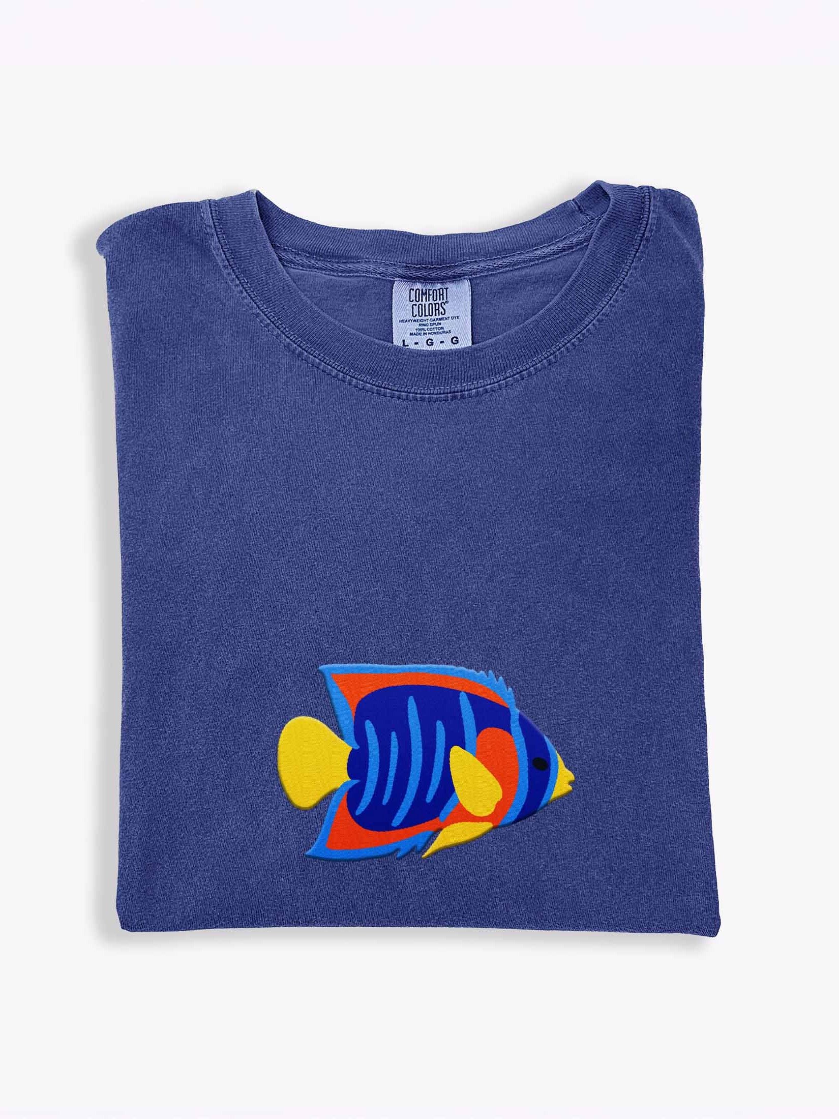 Juvenile Queen Angelfish Embroidered Shirt | Reef Aquarium Fish Embroidery Tee | Saltwater Marine Fish Apparel product image (1)