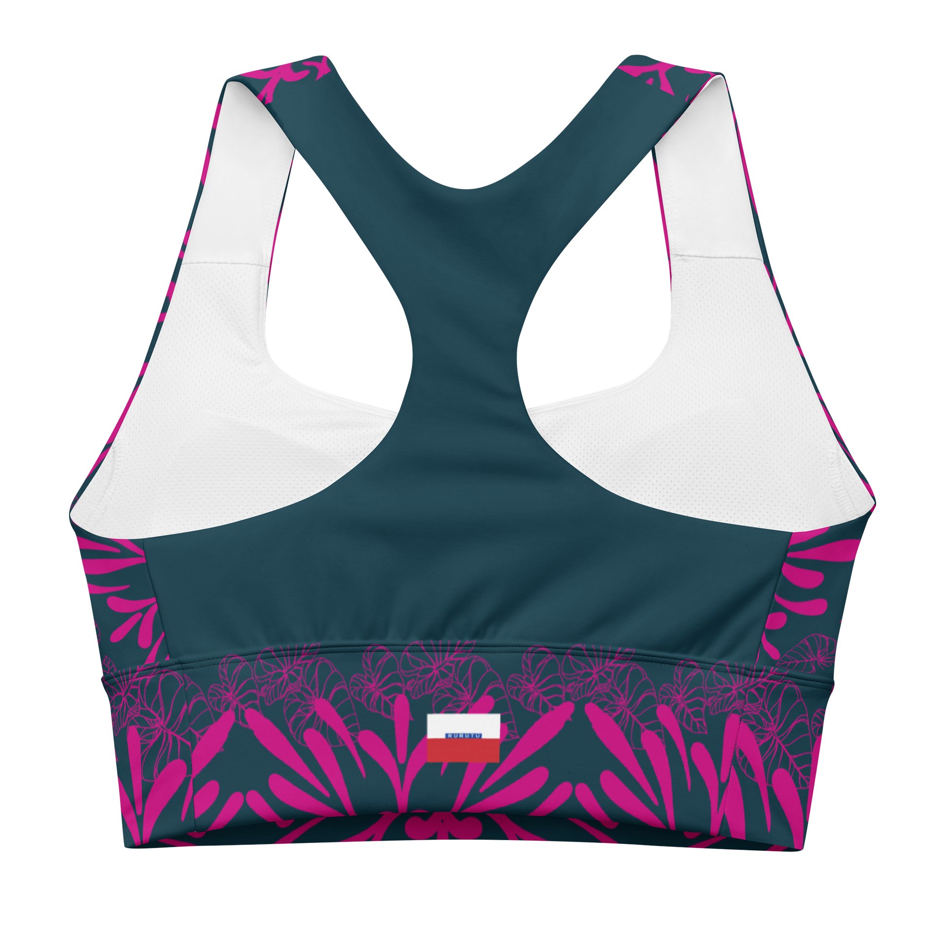 Soutien-gorge de sport long à bordure florale turquoise et magenta product image (2)