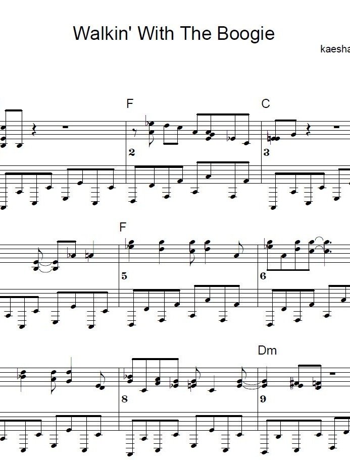 Walkin With The Boogie - Blues piano - Piano sheet music product image (1)