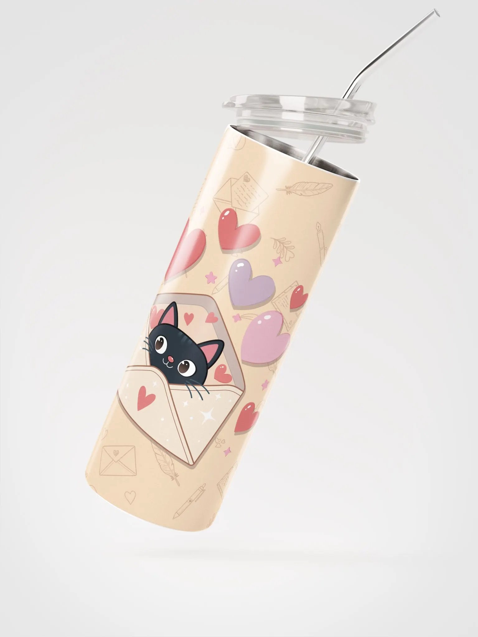 Feline Valentine Envelope - Tumbler with straw product image (2)