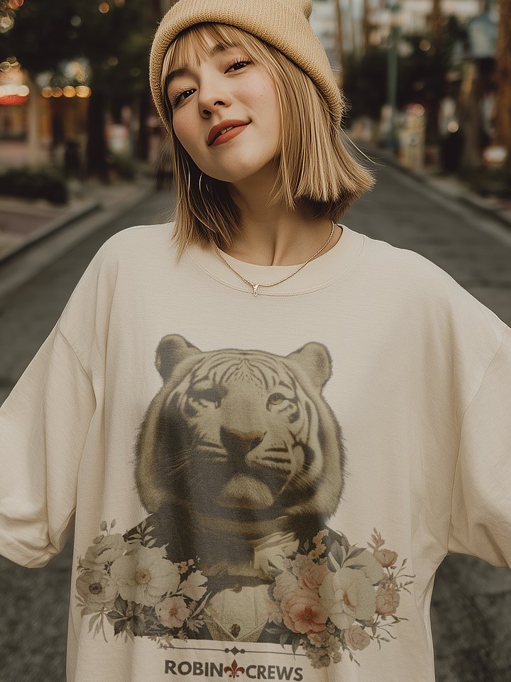 White Tiger Floral T Shirt Vintage Animal product image (1)