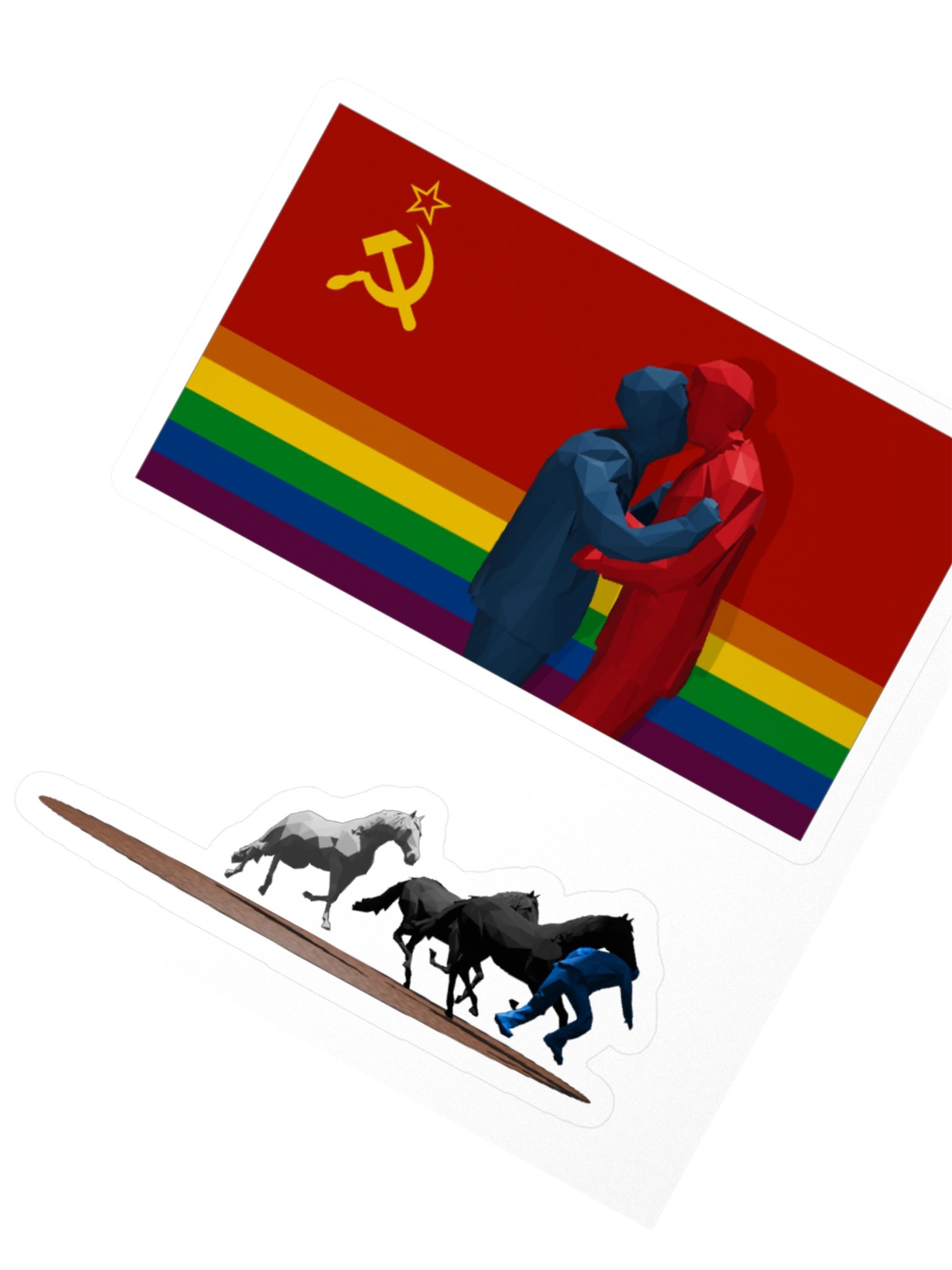Two Men Kissing + Horses - Kiss Cut Sticker product image (5)