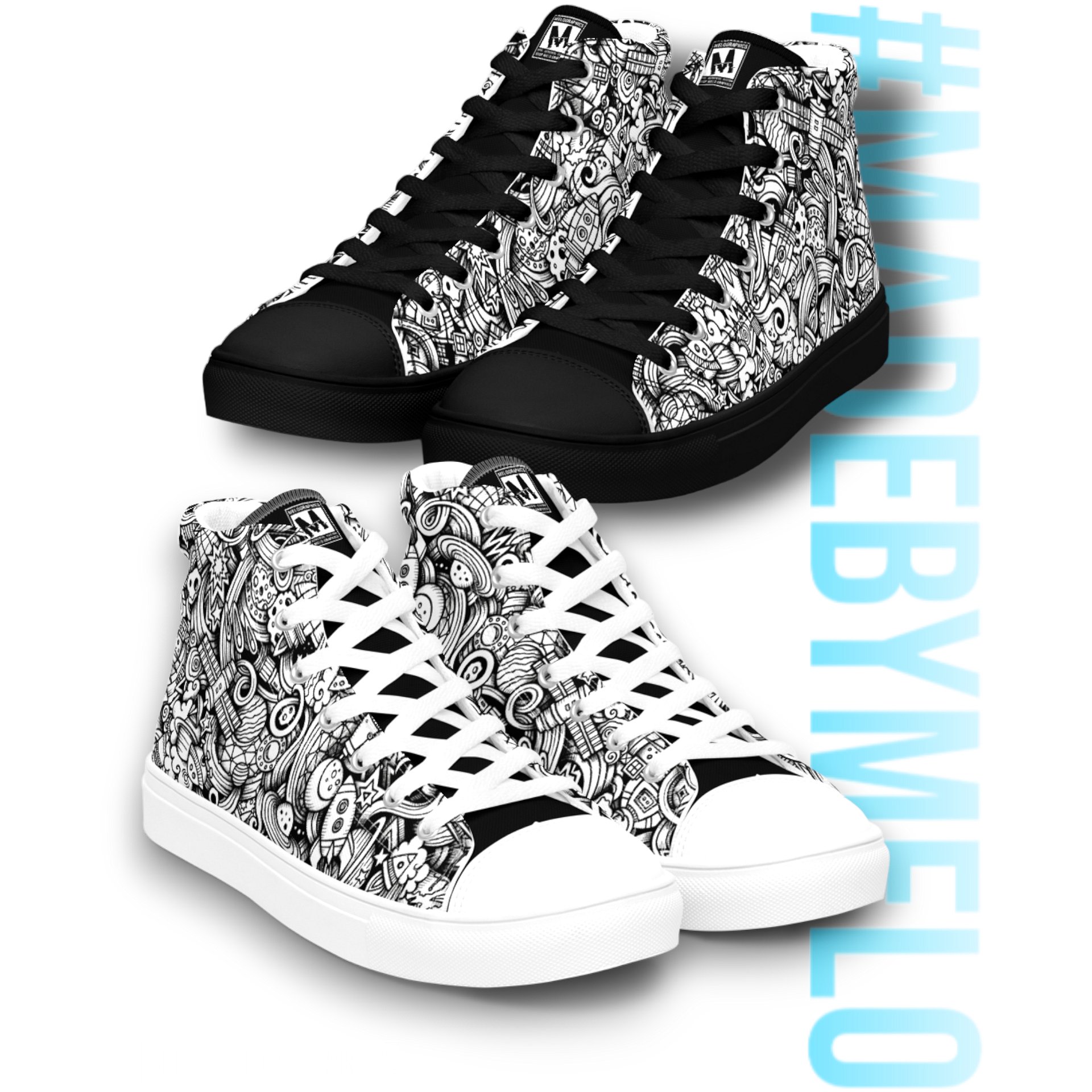 Dark Space Scribble - Men's High Tops | #MadeByMELO product image (10)
