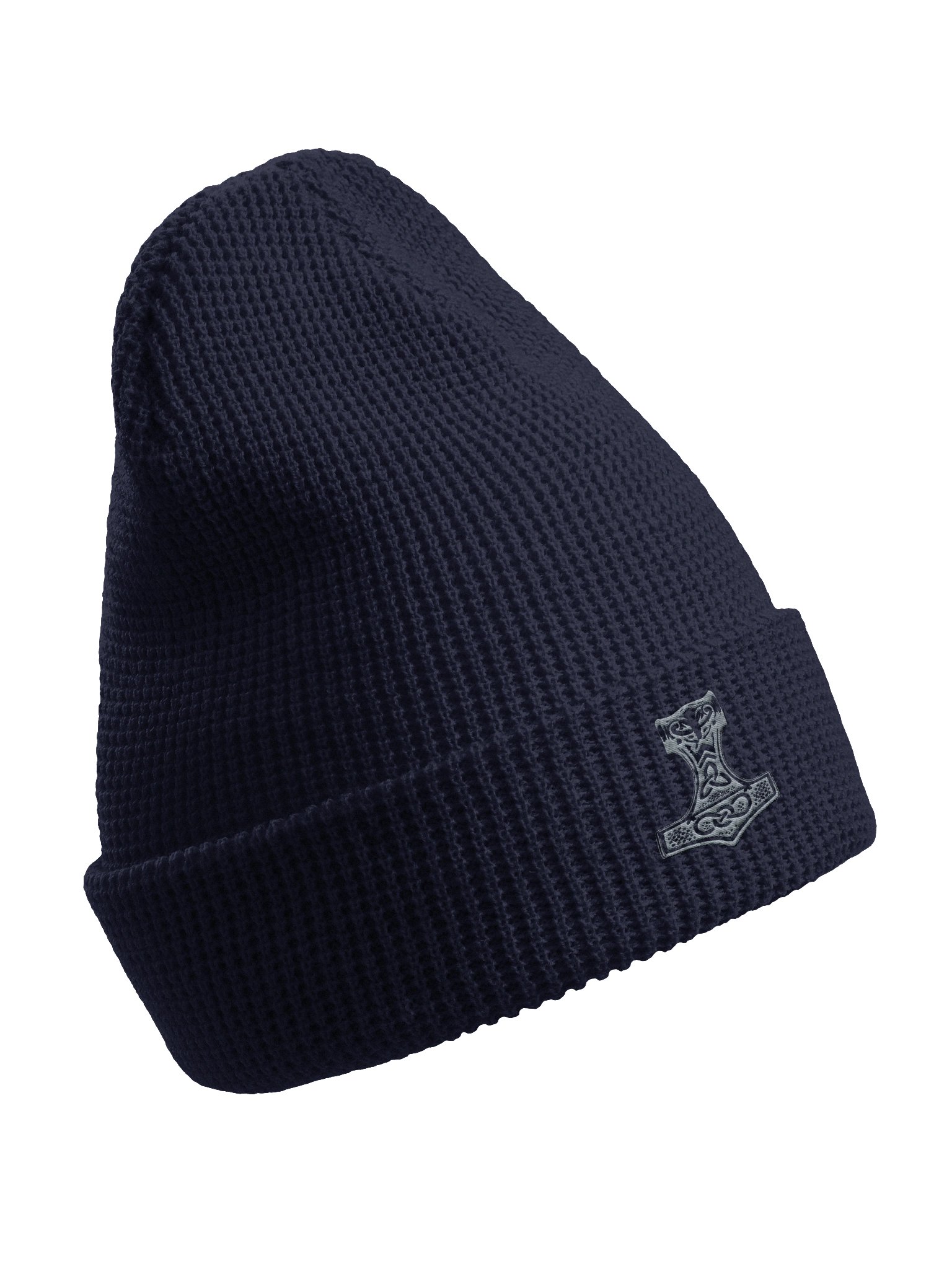 Mjolnir Premium Waffle Beanie - Warriors Wyrd - Black/Silver Embroidery product image (3)