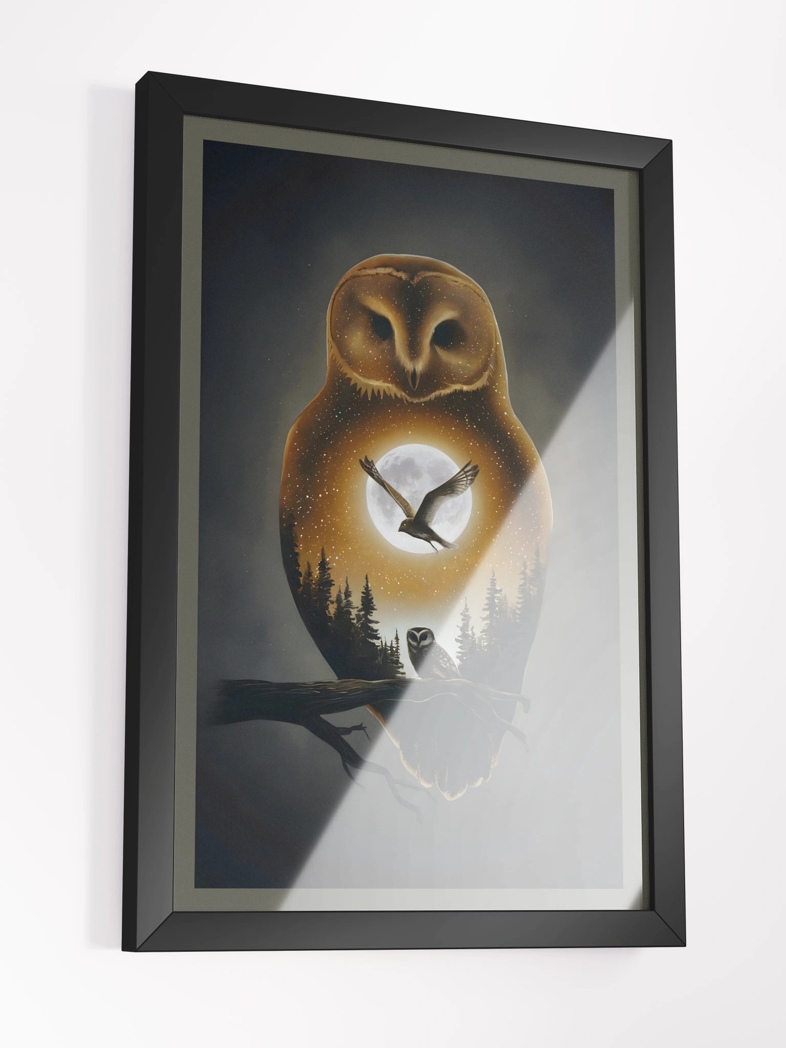 The Owl Within the Moonlight - Framed - Owl & Moon Wall Art Print product image (3)