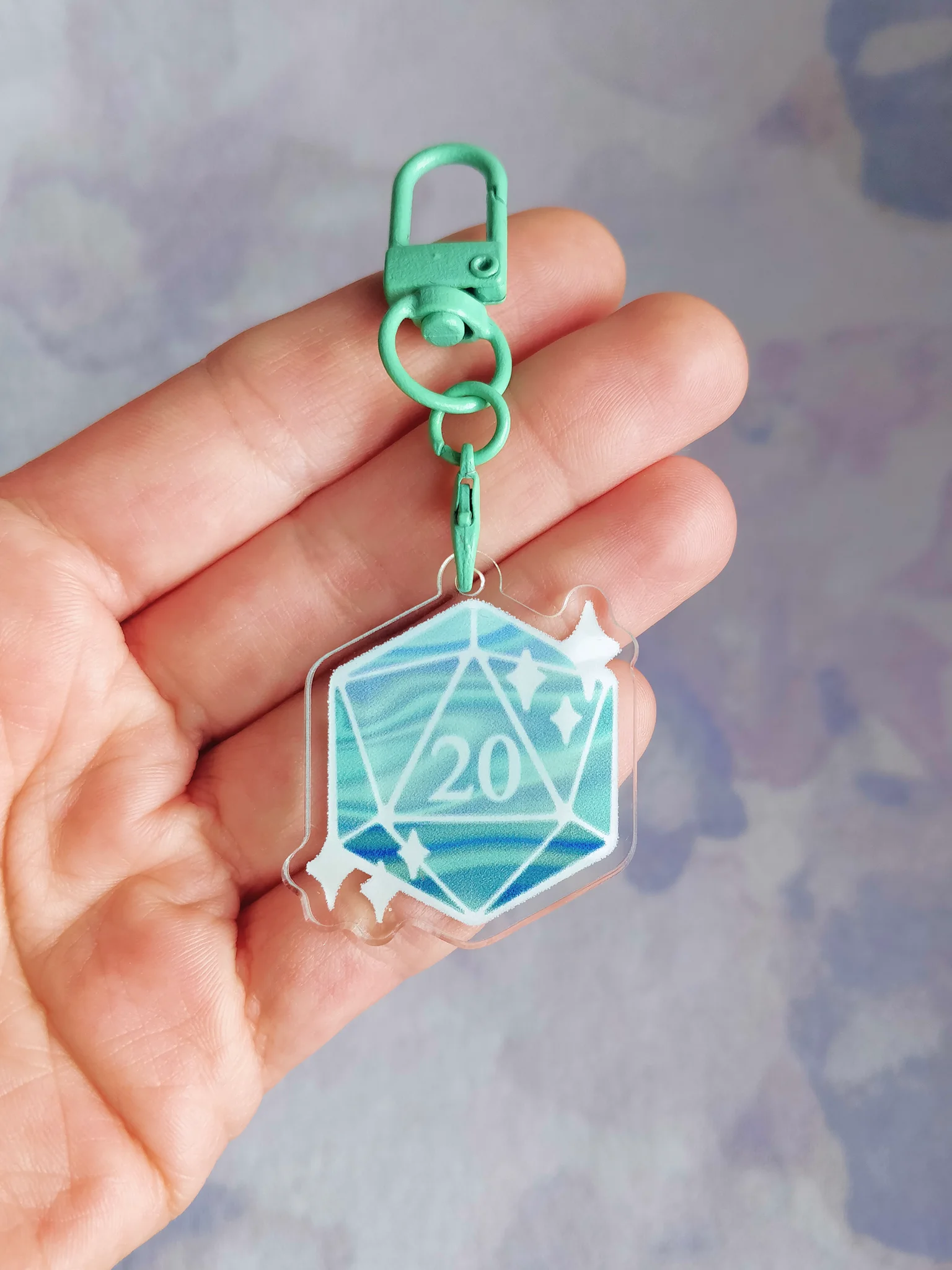 D20 Keychain - Teal Marble product image (1)