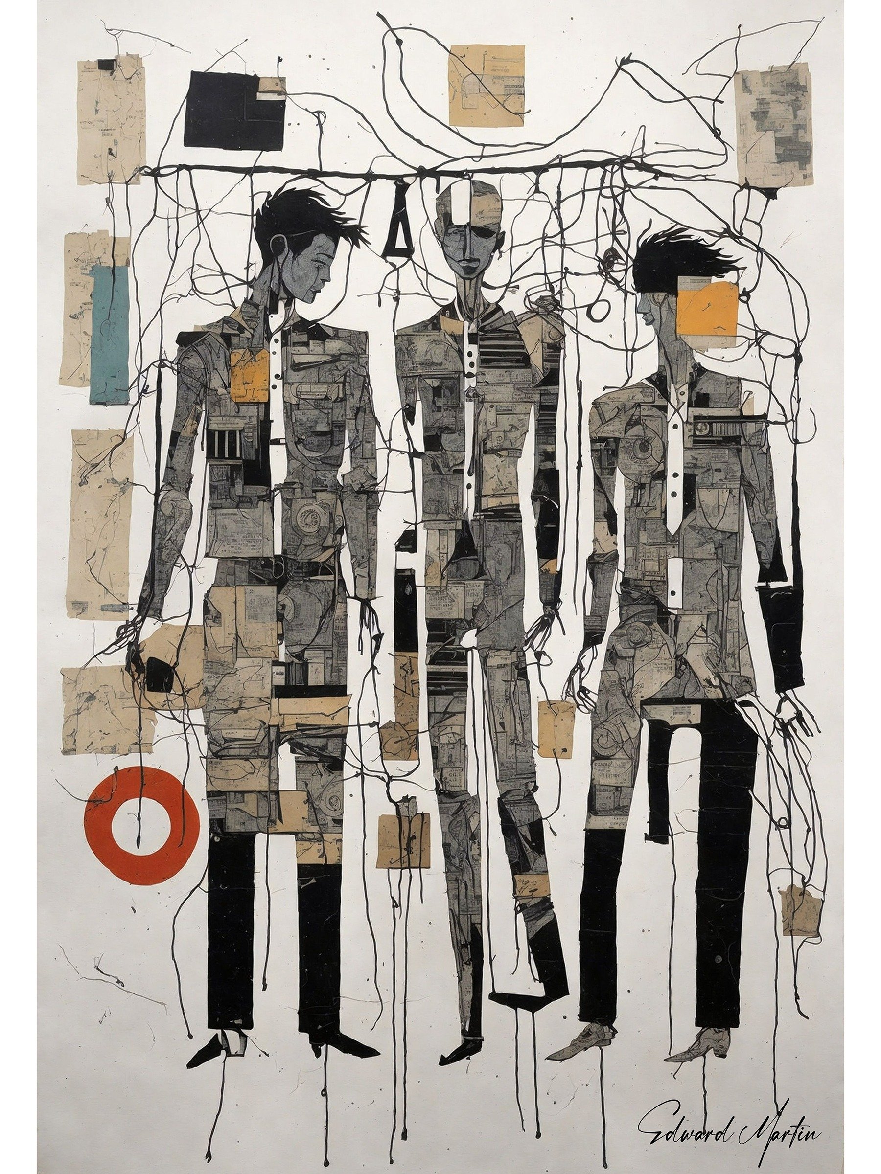 'l'homme no.04' by Edward Martin-Abstract Collage Trio Poster product image (1)
