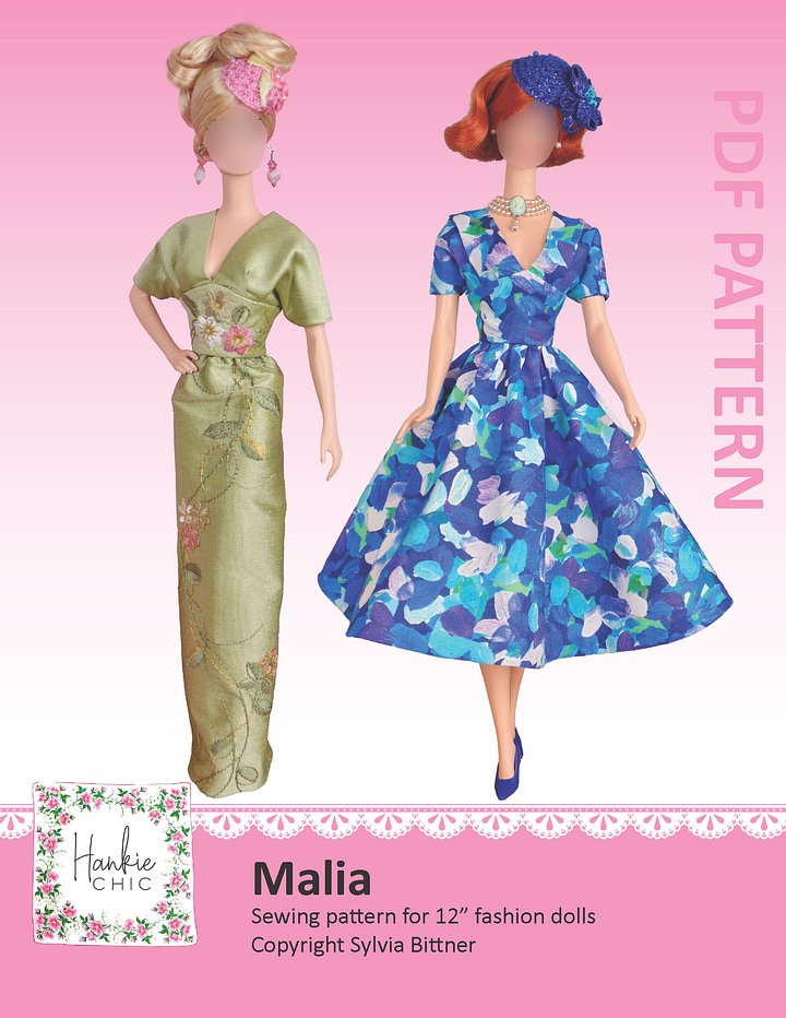 Malia sewing pattern for 12" fashion dolls product image (1)