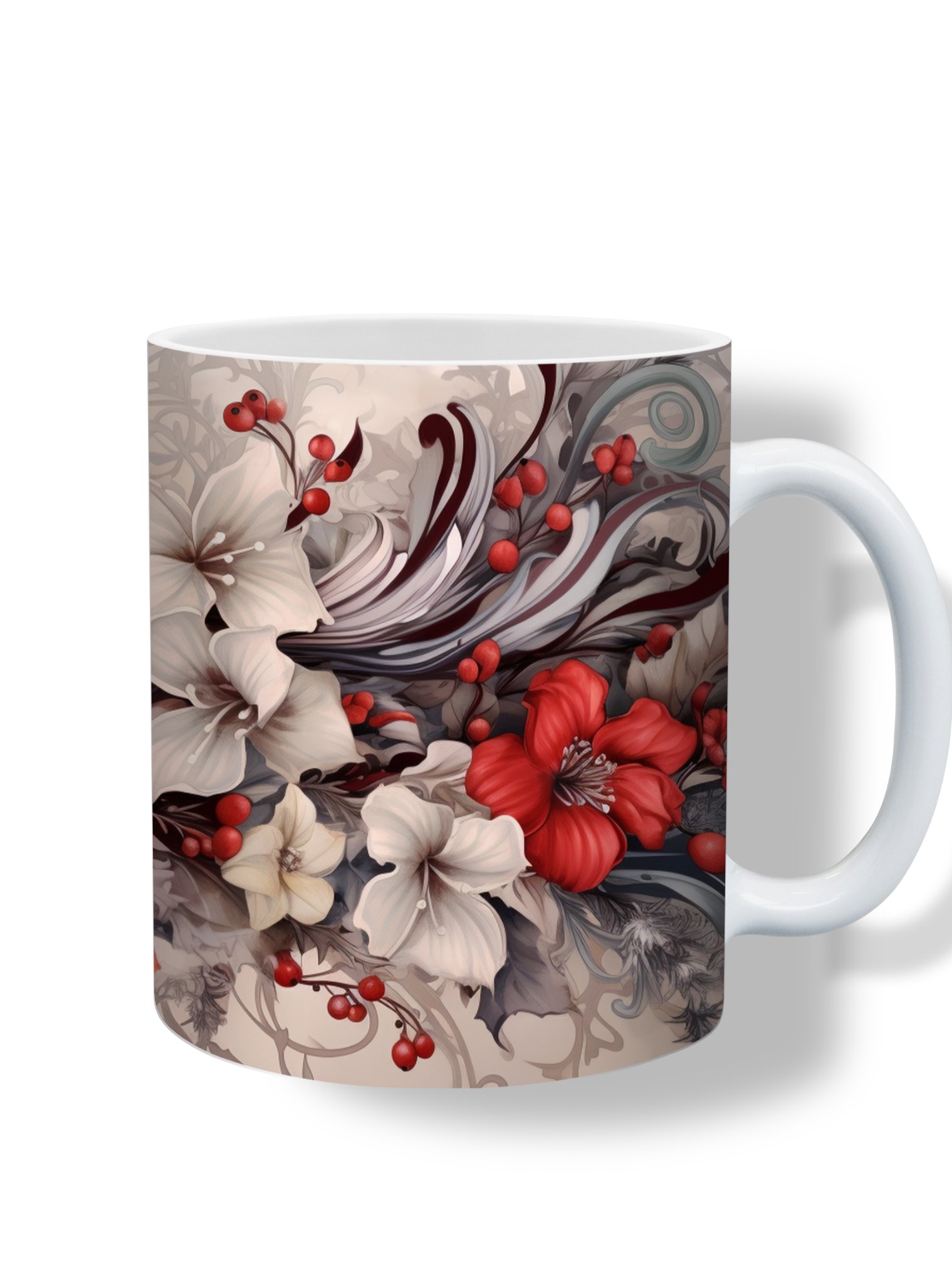 Red Cardinal 11oz Coffee Mug – Elegant Floral and Bird Design Ceramic Cup – Perfect for Nature Lovers and Holiday Gifts product image (4)