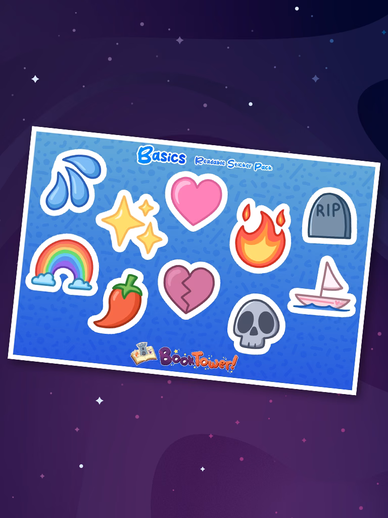 Basics Sticker Pack - Sticker Sheet | Booktower Shop