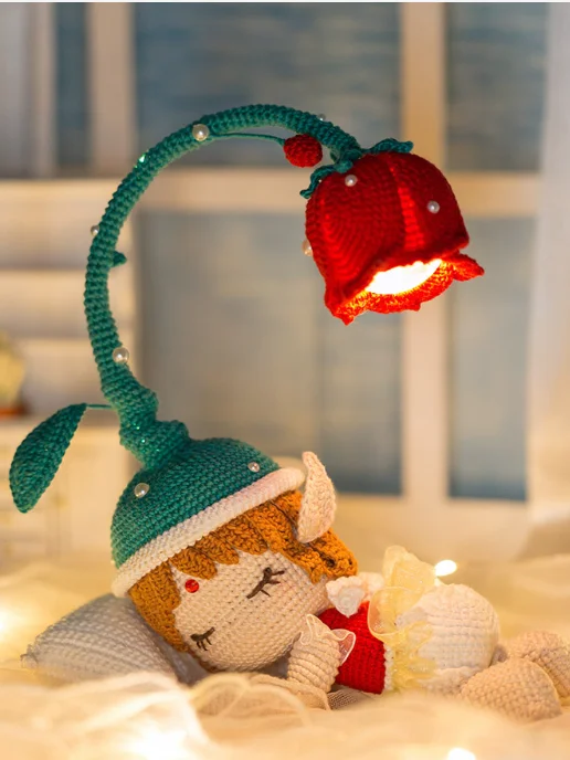 Enchanted Fairy Night Light — Hand-Crocheted Lily of the Valley Lamp with Sleeping Fairy product image (4)