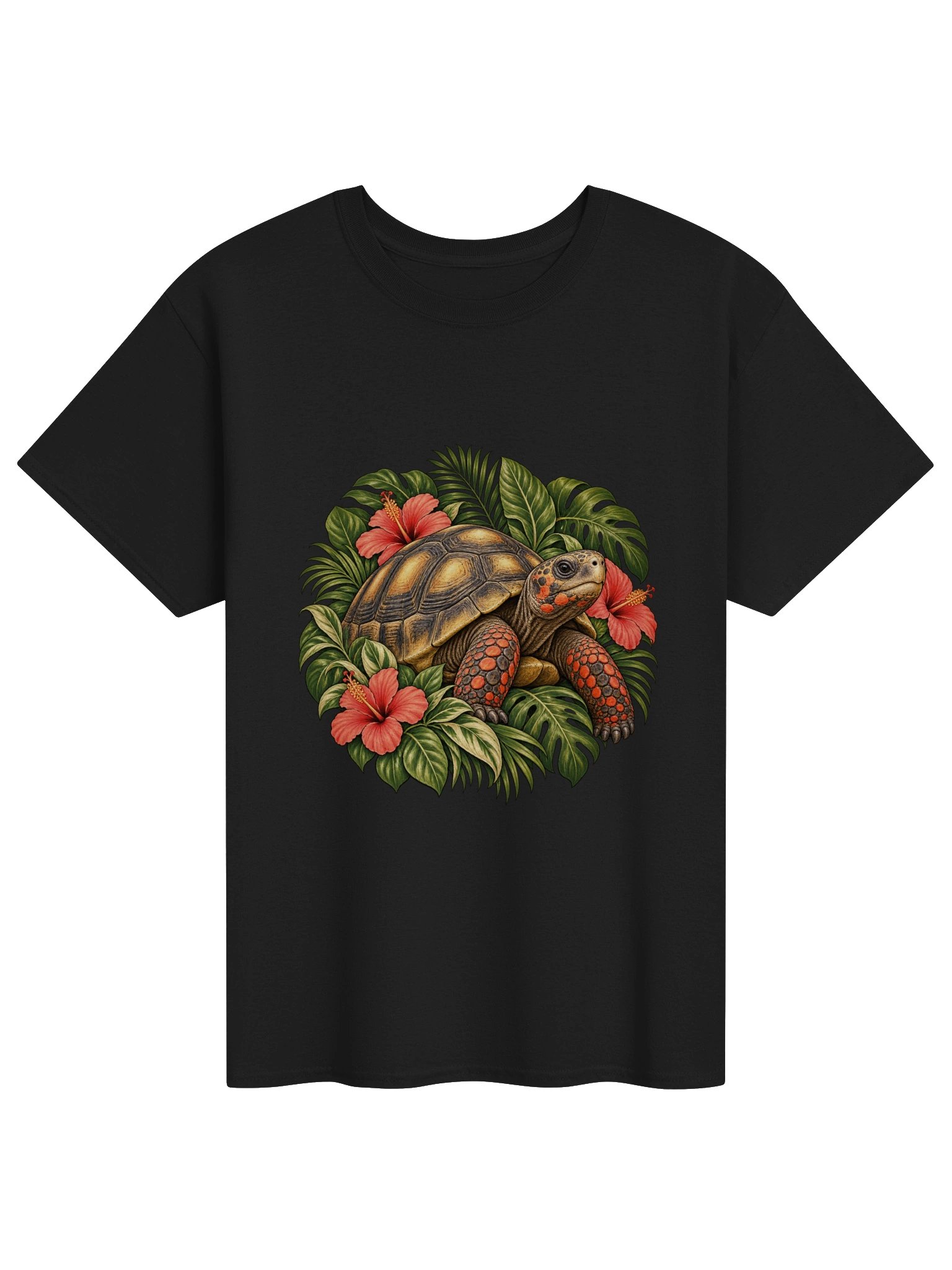 Red-Footed Tortoise Tropical Hibiscus T-Shirt product image (1)