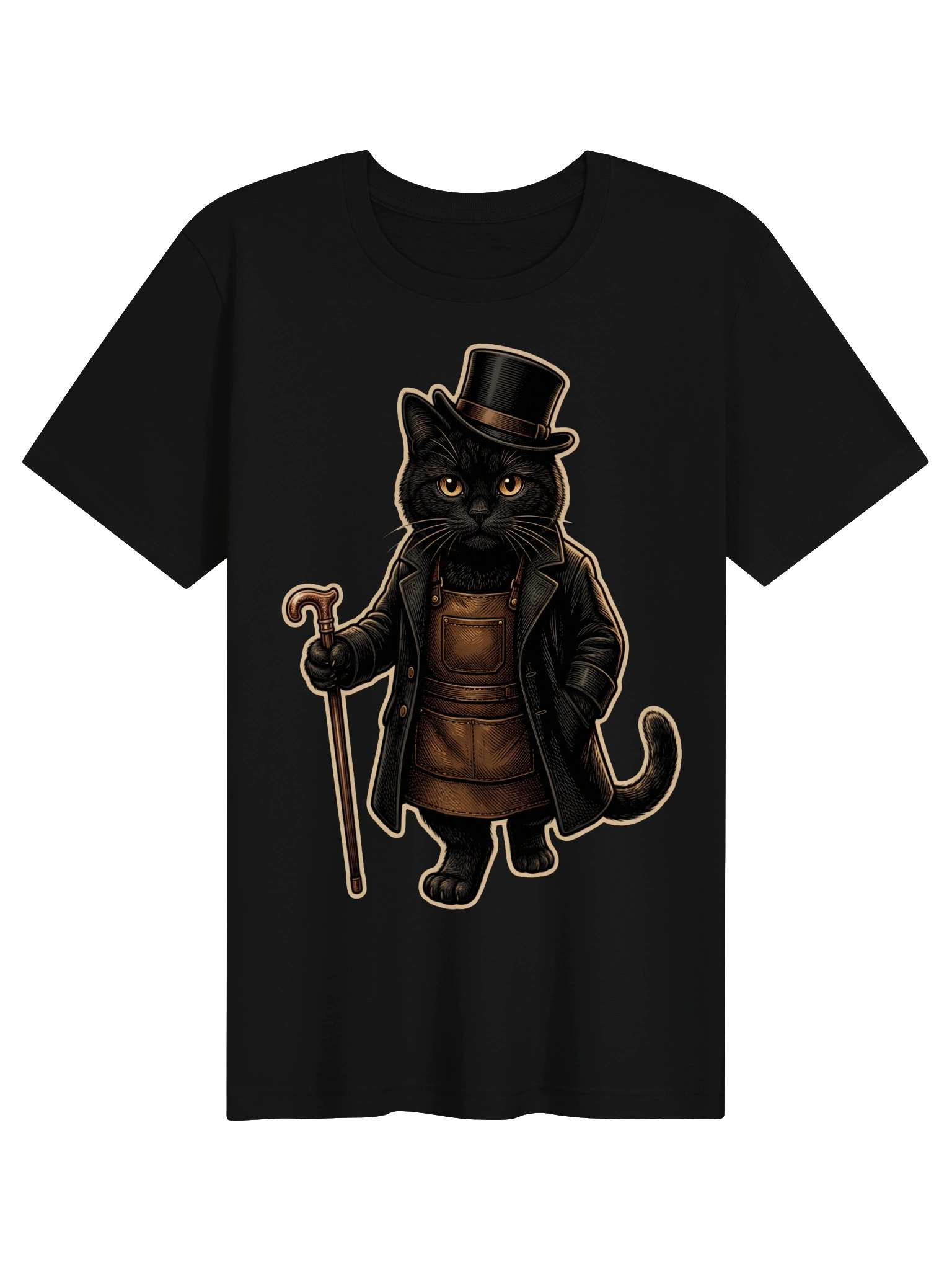 Gentleman Cat Vintage Graphic Tee - Victorian Top Hat Black Cat Shirt product image (2)
