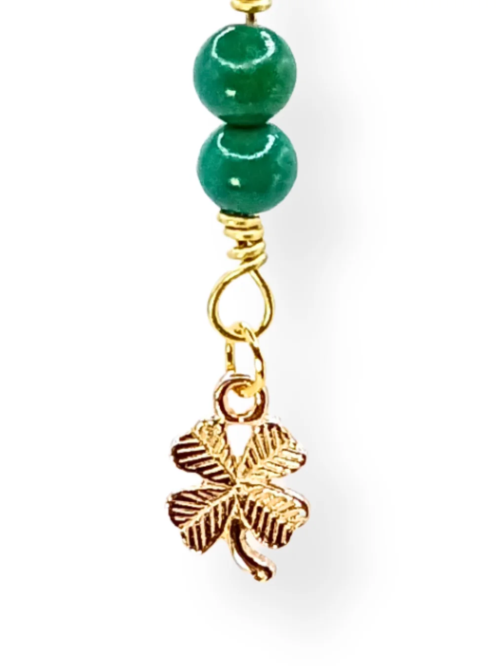 Lucky Clover Notebook Charm | Chrysocolla, Gold-Tone | Stitch Marker | Zipper Pull product image (2)