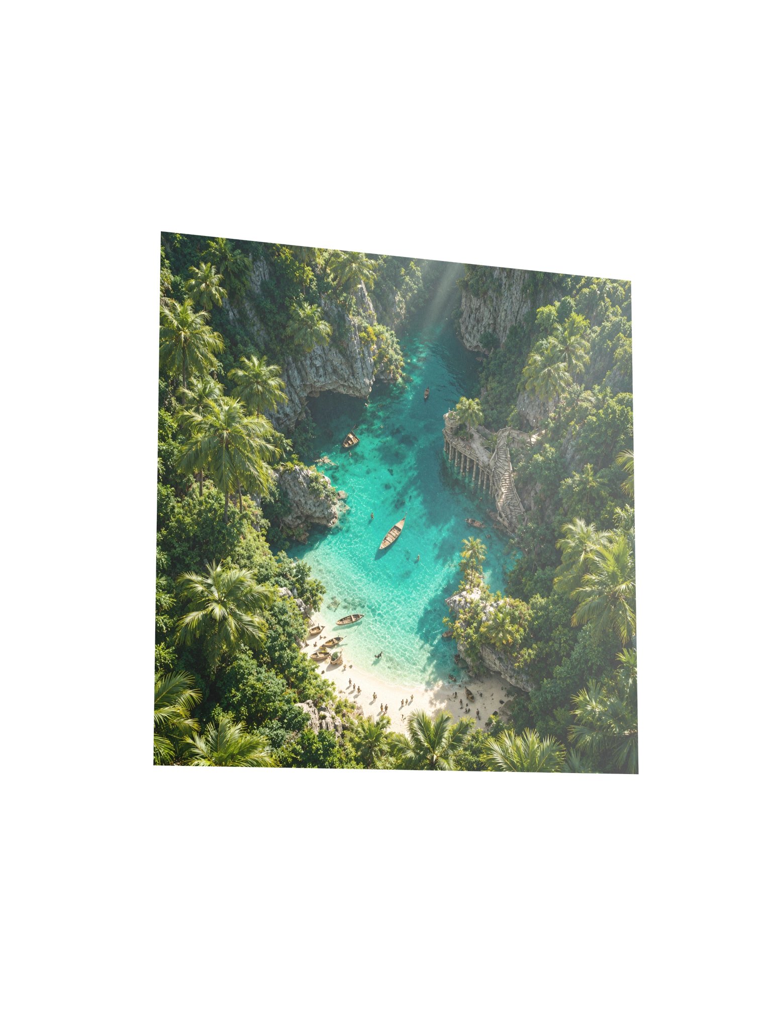Hidden Turquoise Lagoon Wall Art | Emerald Tropical Paradise Poster | Fantasy Beach Landscape | Digital Download product image (4)