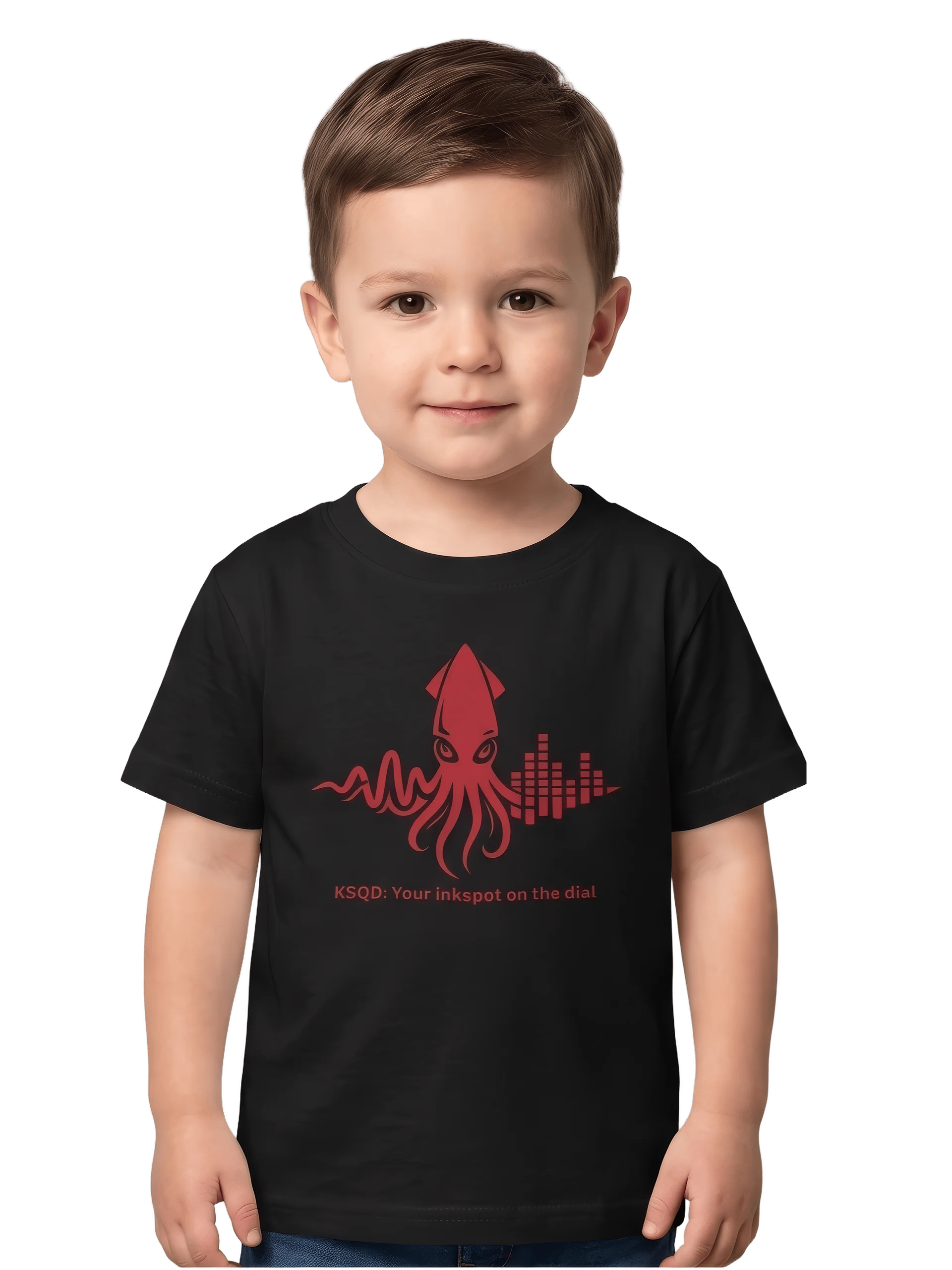 KSQD “Little Squid Beats” Baby Jersey T-Shirt (Red Squid) product image (1)