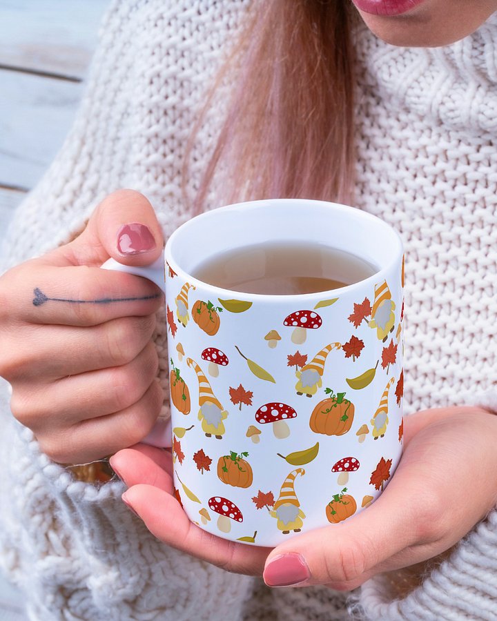 Fall with my Gnomies in White Pattern Mug product image (1)