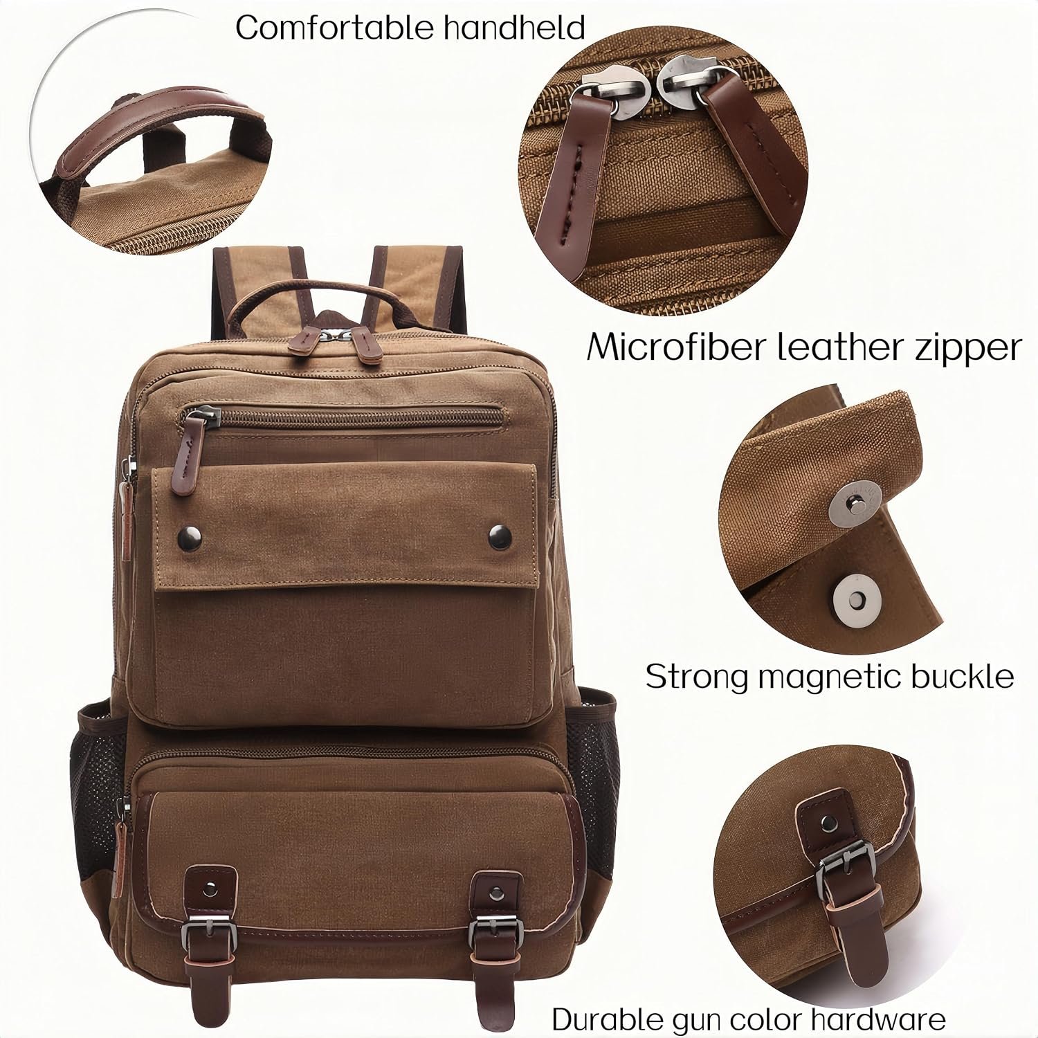 MEEBOY Canvas Backpack for Men Women, Vintage Rucksack Laptop Travel Rucksack for Casual Hiking Travel Commute product image (5)