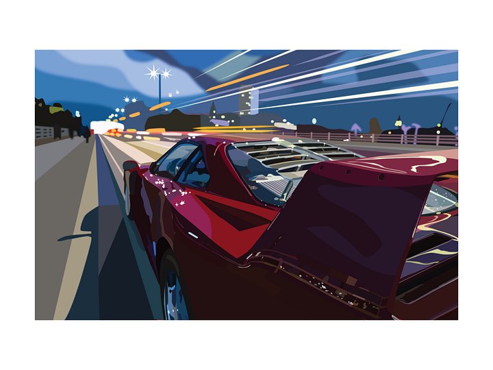 "Ferrari F40 At Night" Original Artwork Print product image (2)