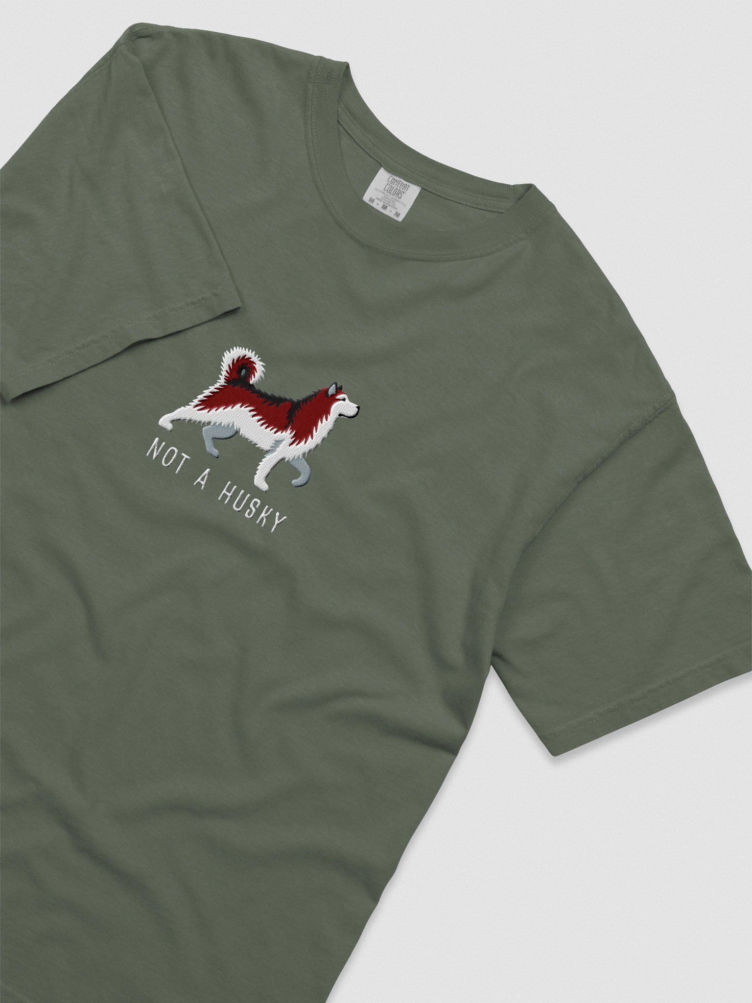 Not a Husky T-Shirt(Embroidered) of an Alaskan Malamute(Red & White) product image (8)