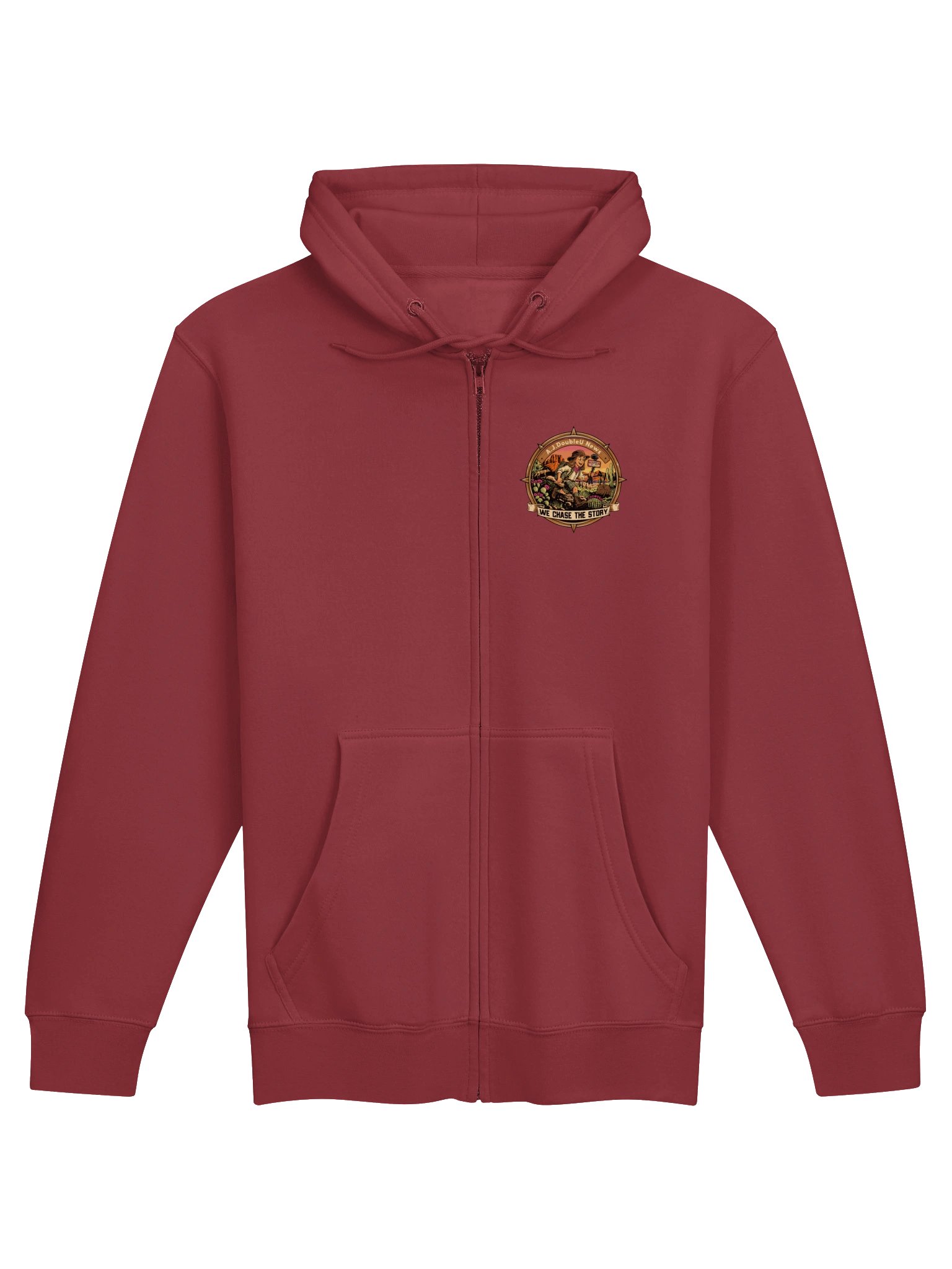 Burgundy Zip Hoodie A.J. DoubleU News Desert Logo product image (1)